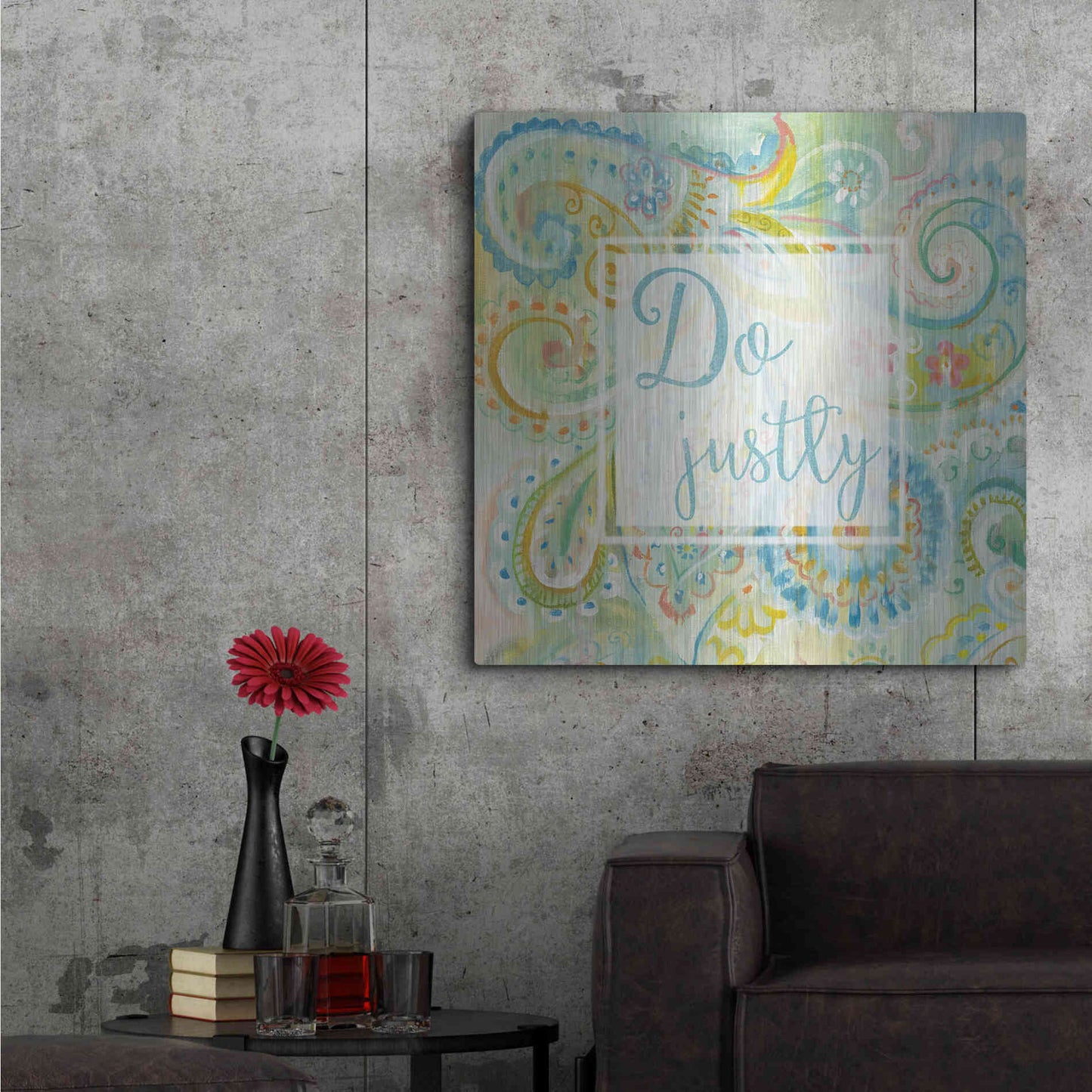 Luxe Metal Art 'Spring Dream Paisley II Pink Sentiment' by Danhui Nai, Metal Wall Art,36x36