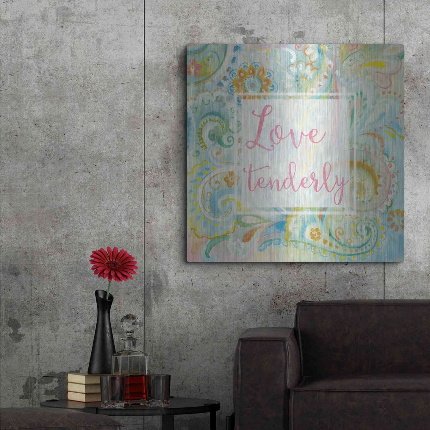 Luxe Metal Art 'Spring Dream Paisley III Pink Sentiment' by Danhui Nai, Metal Wall Art,36x36