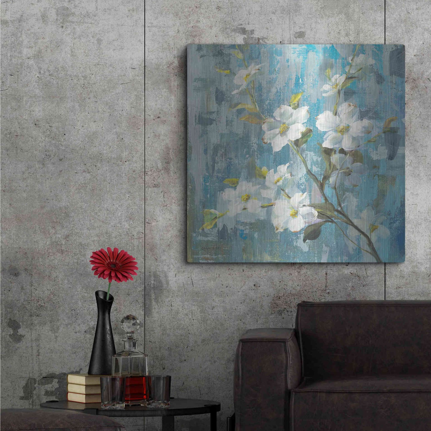 Luxe Metal Art 'Graceful Magnolia II' by Danhui Nai, Metal Wall Art,36x36