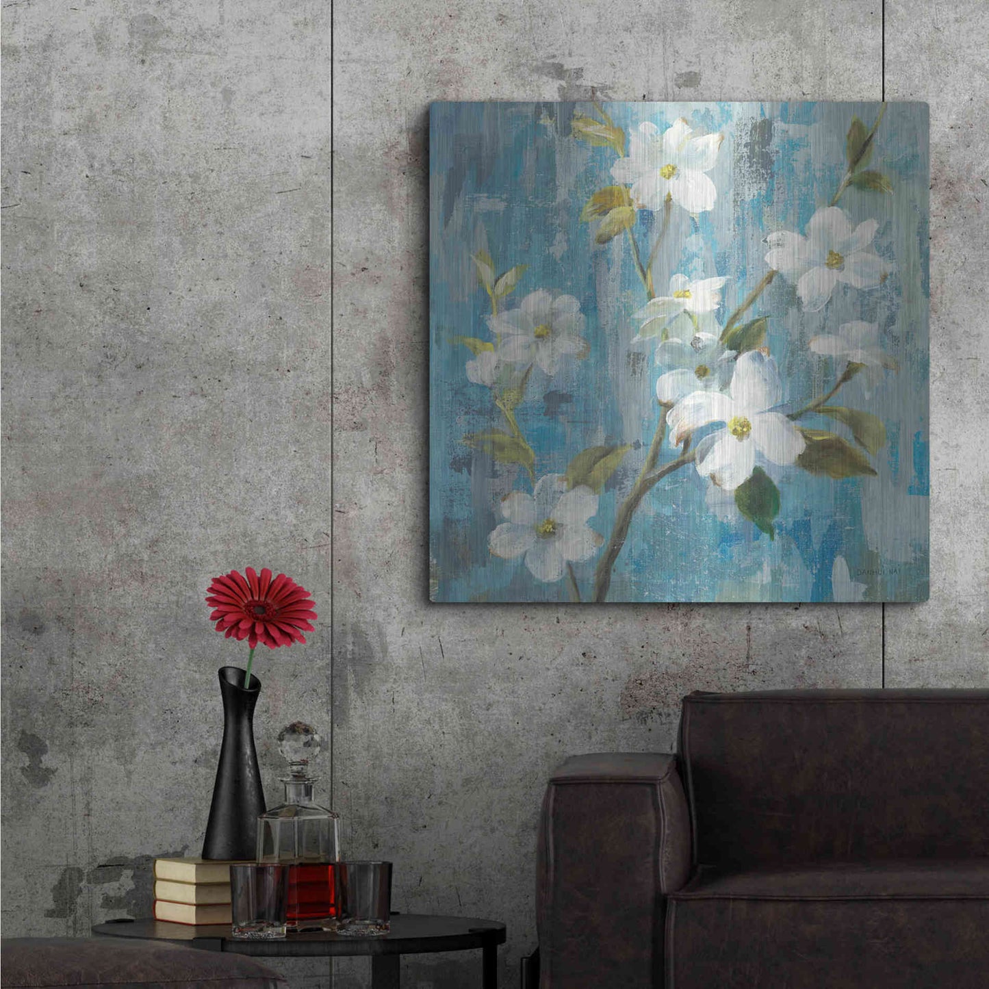 Luxe Metal Art 'Graceful Magnolia I' by Danhui Nai, Metal Wall Art,36x36