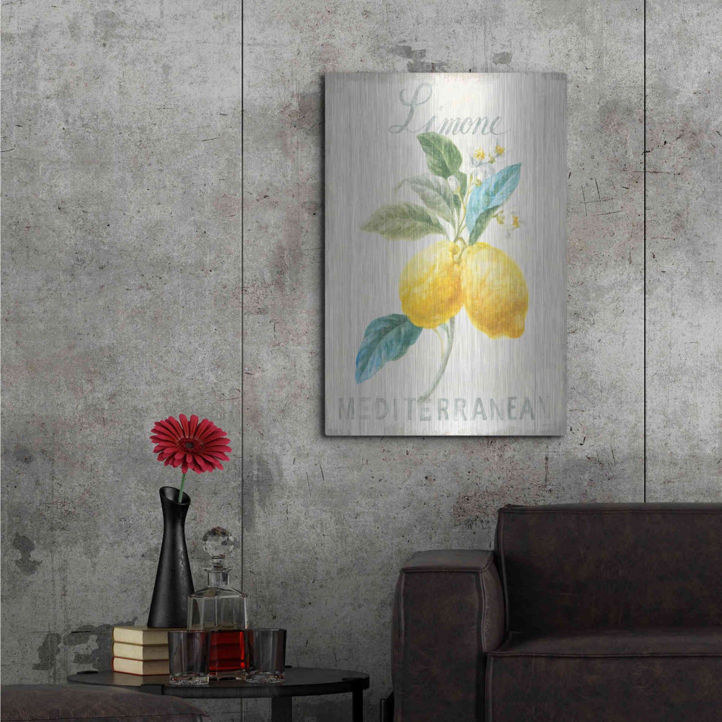Luxe Metal Art 'Floursack Lemon III' by Danhui Nai, Metal Wall Art,24x36