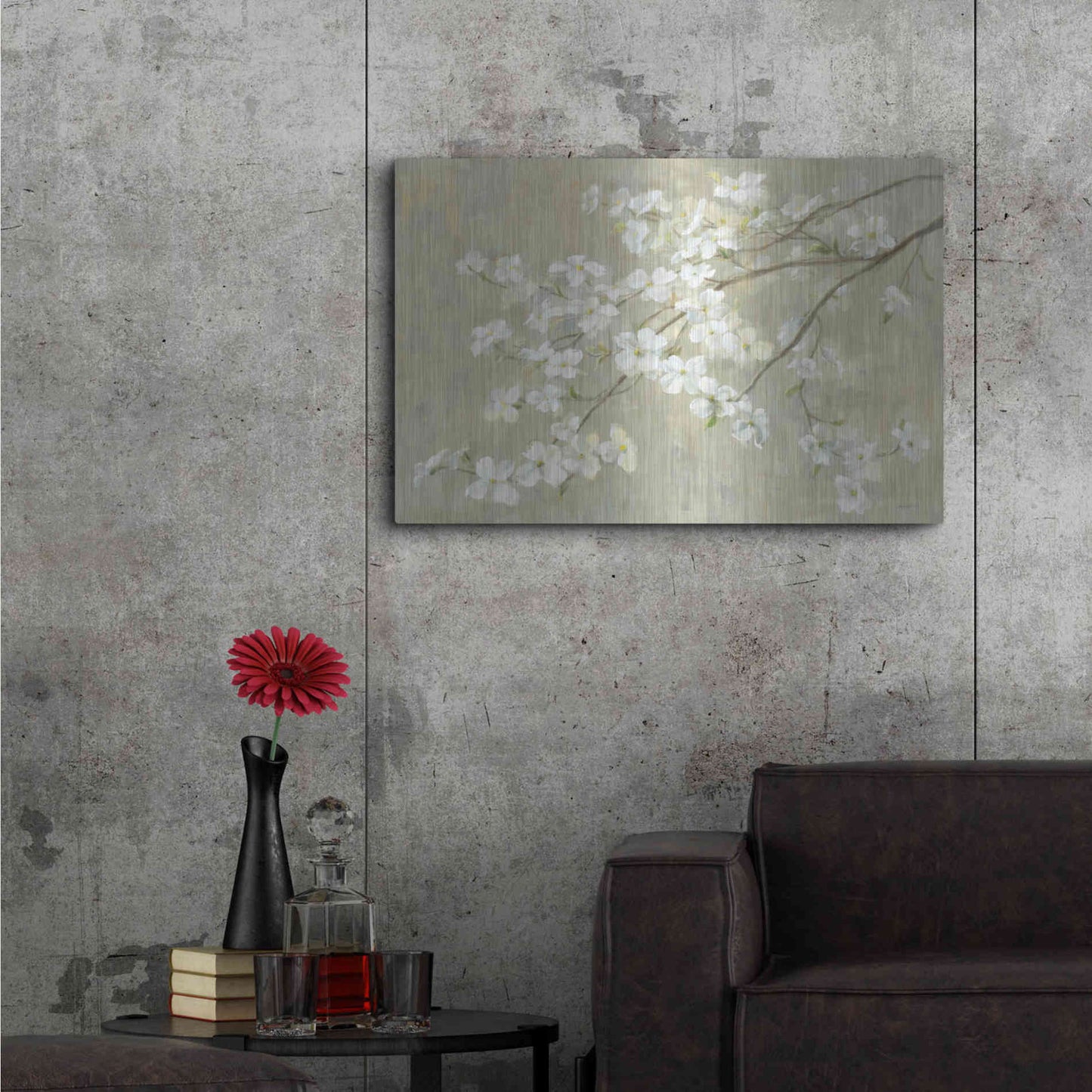 Luxe Metal Art 'Dogwood in Spring Neutral Crop' by Danhui Nai, Metal Wall Art,36x24