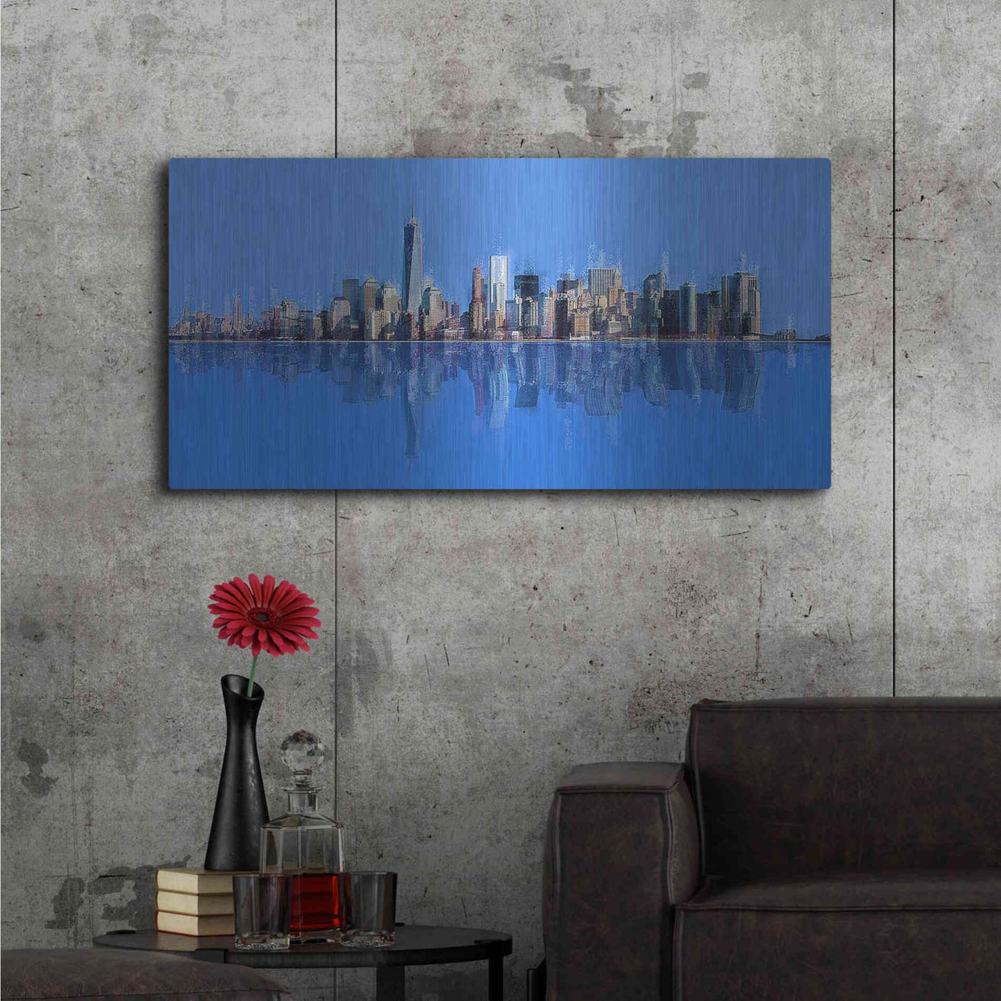 Luxe Metal Art 'New York Pan 10' by David Manlove, Metal Wall Art,48x24