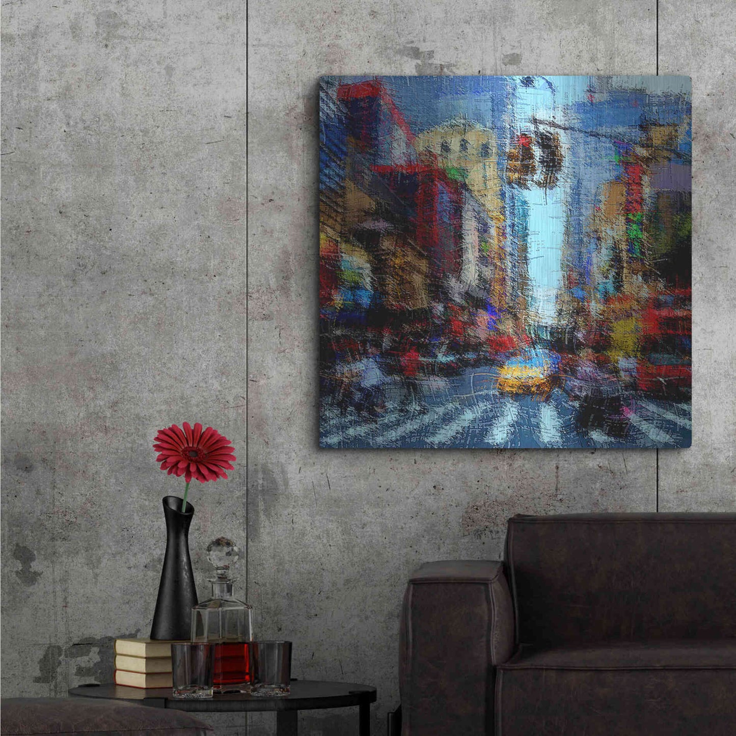 Luxe Metal Art 'Street A' by David Manlove, Metal Wall Art,36x36