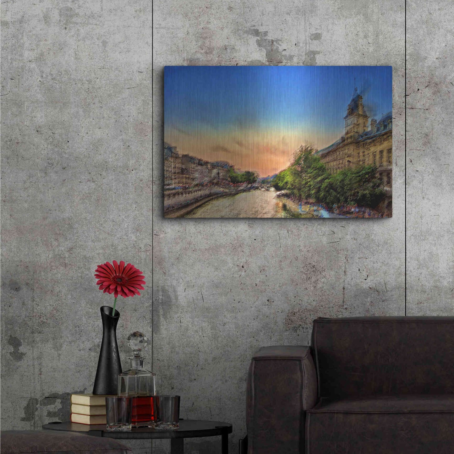 Luxe Metal Art 'River Seine A' by David Manlove, Metal Wall Art,36x24