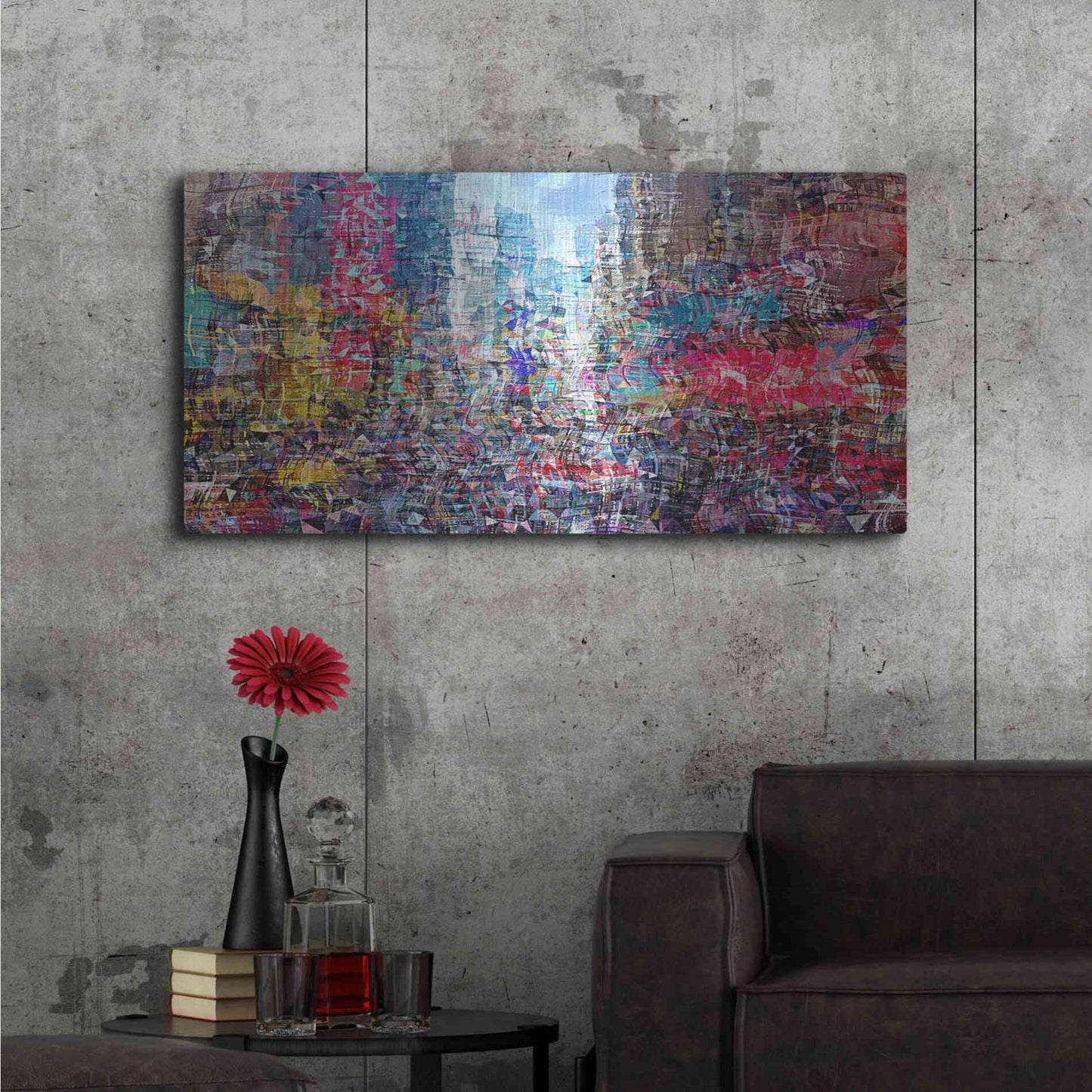 Luxe Metal Art 'Times Square B' by David Manlove, Metal Wall Art,48x24