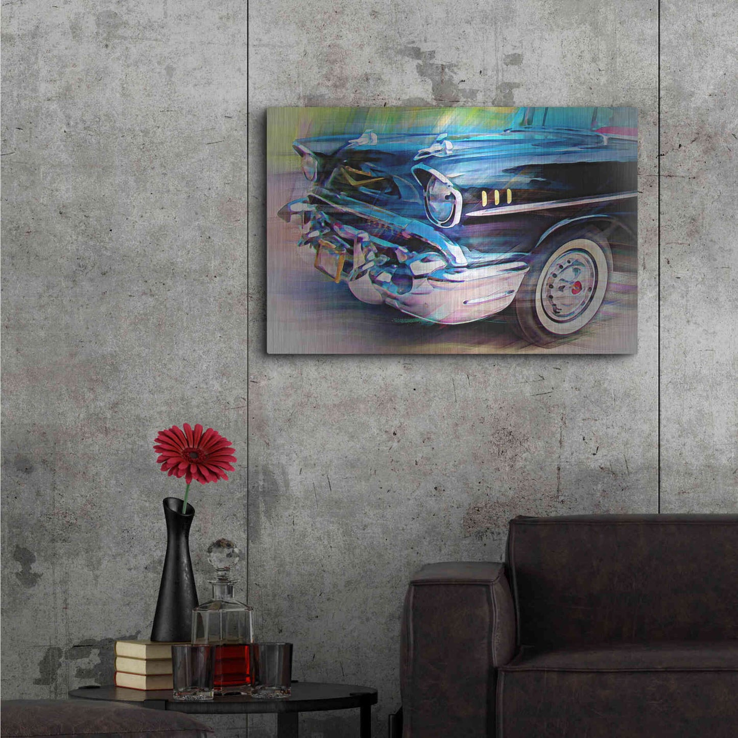 Luxe Metal Art '57 Chevy' by David Manlove, Metal Wall Art,36x24