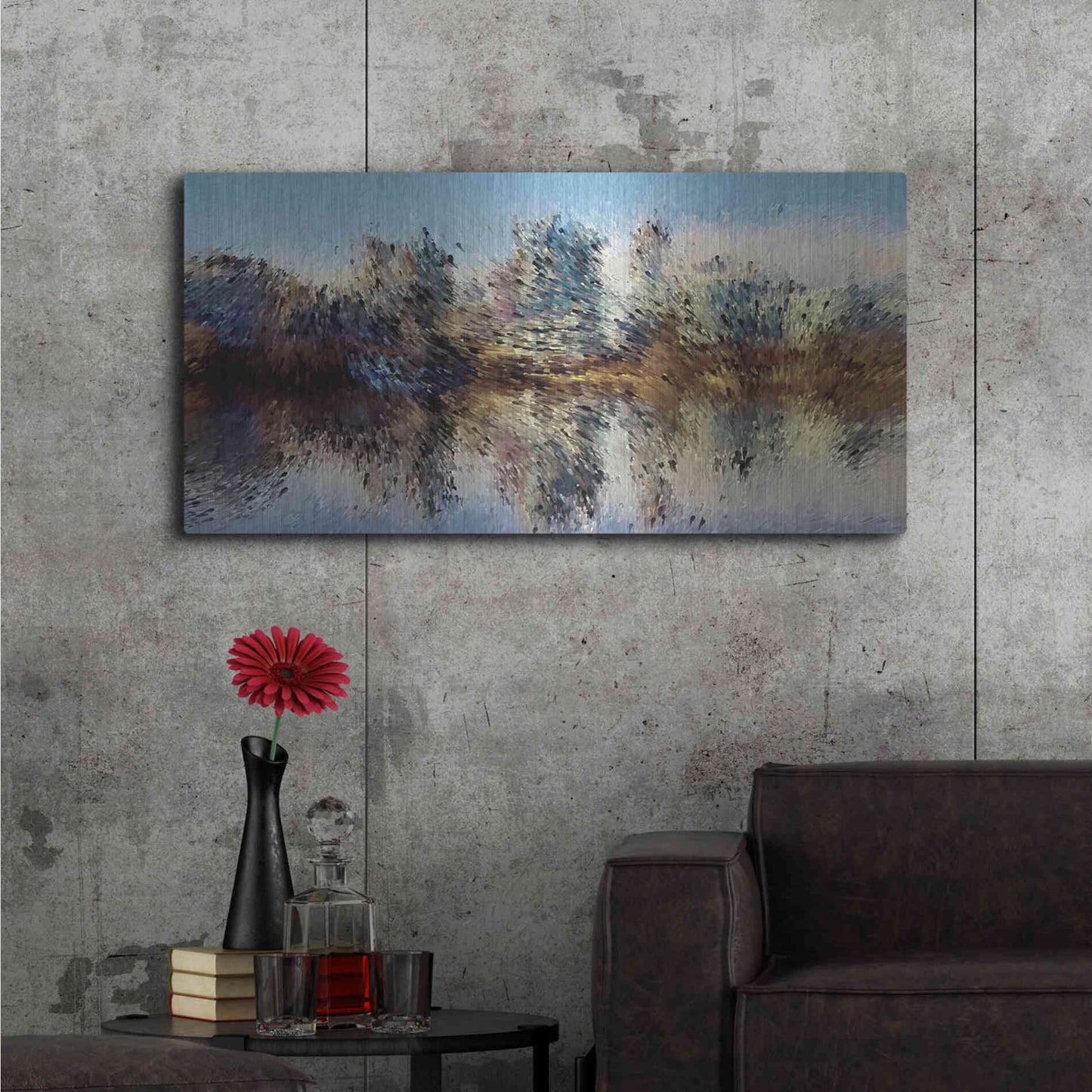 Luxe Metal Art 'Urban Lake Wind' by David Manlove, Metal Wall Art,48x24