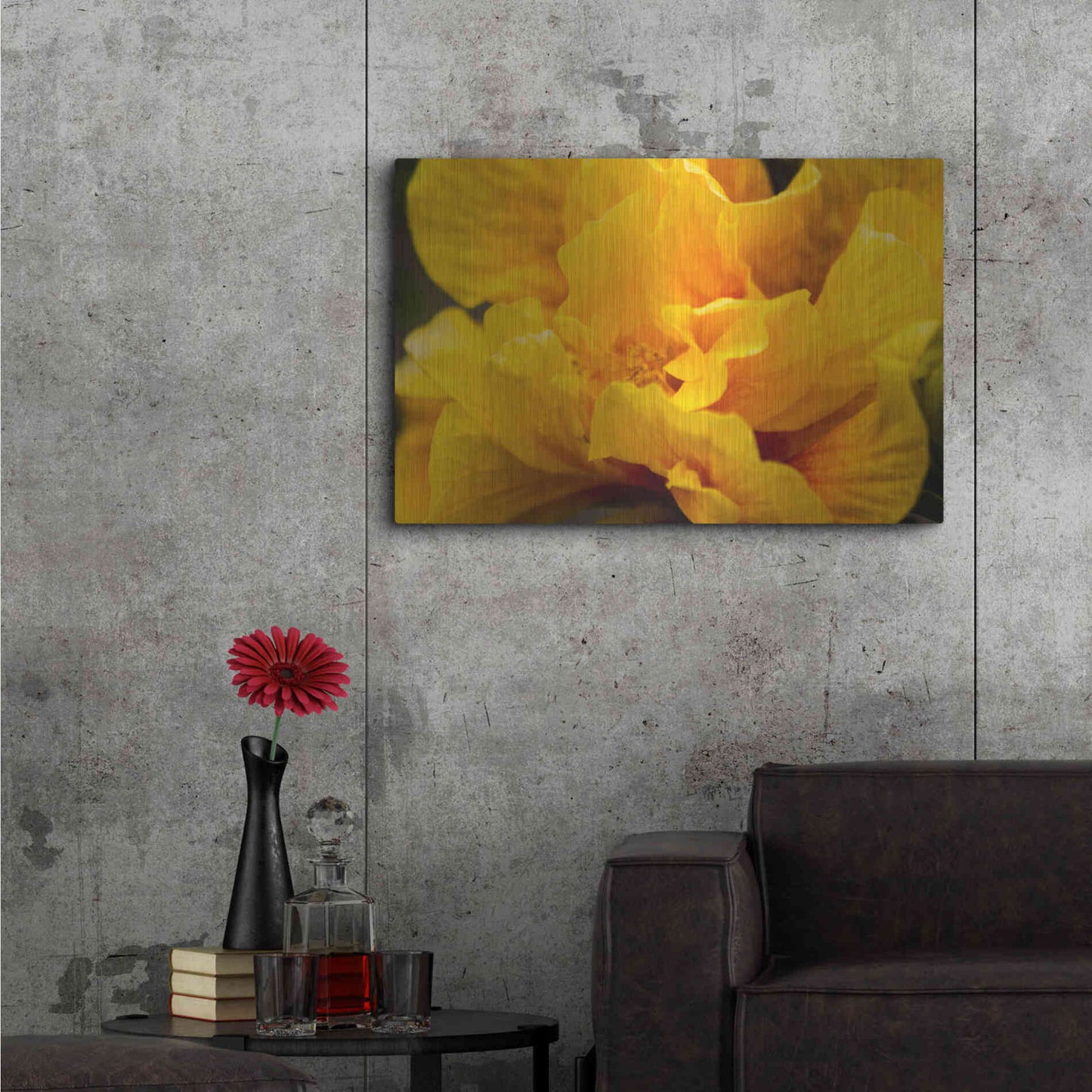 Luxe Metal Art 'Hibiscus Folds' by Chris Moyer, Metal Wall Art,36x24