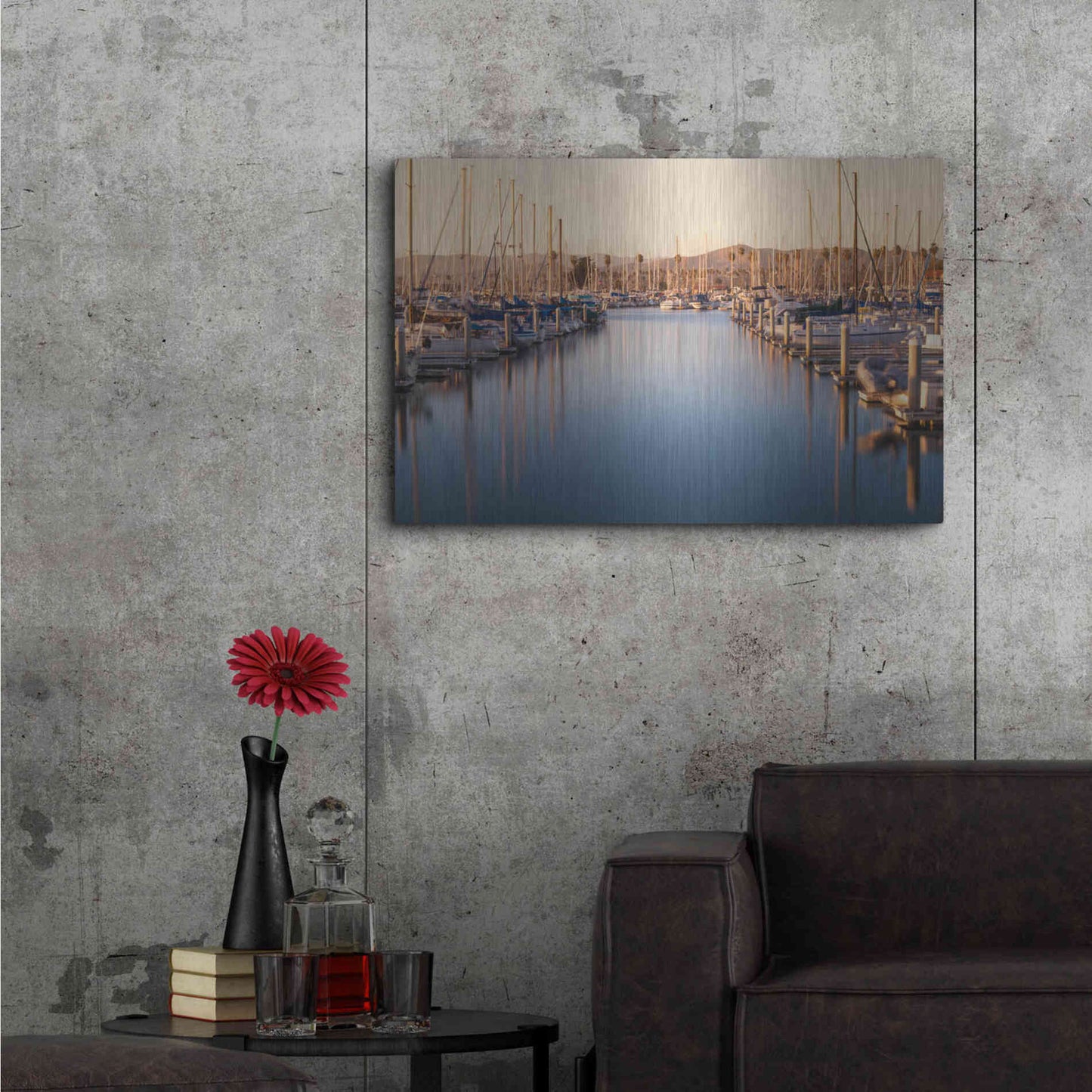 Luxe Metal Art 'Marina Dusk' by Chris Moyer, Metal Wall Art,36x24