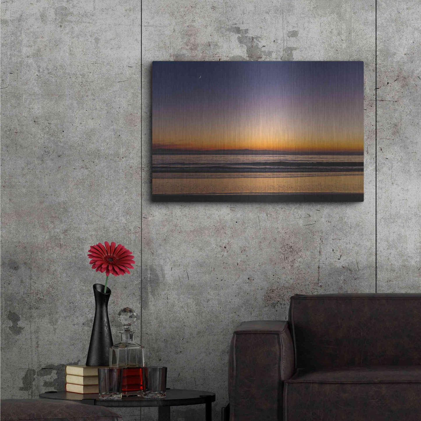 Luxe Metal Art 'Moonrise Sunset' by Chris Moyer, Metal Wall Art,36x24