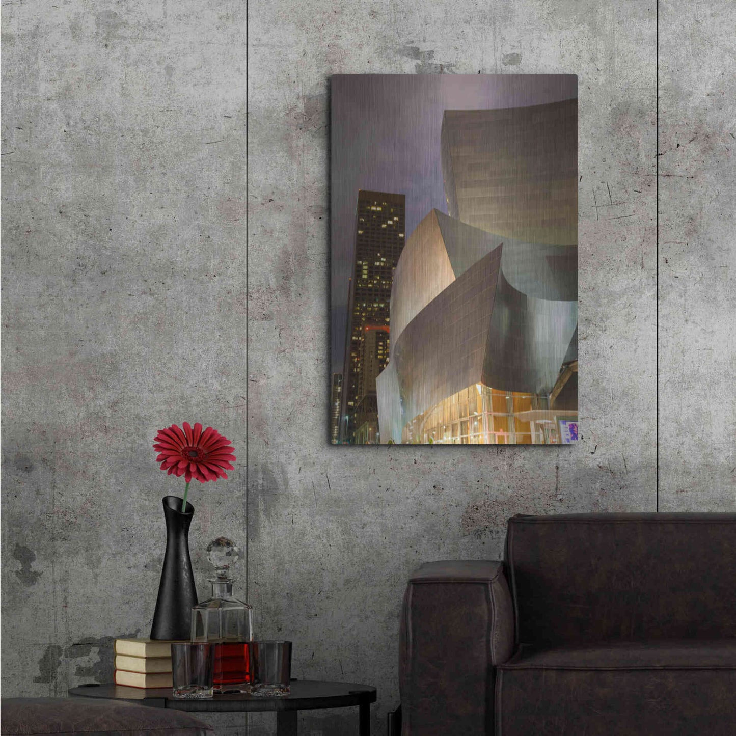 Luxe Metal Art 'Old Meets New Disney Concert Hall' by Chris Moyer, Metal Wall Art,24x36