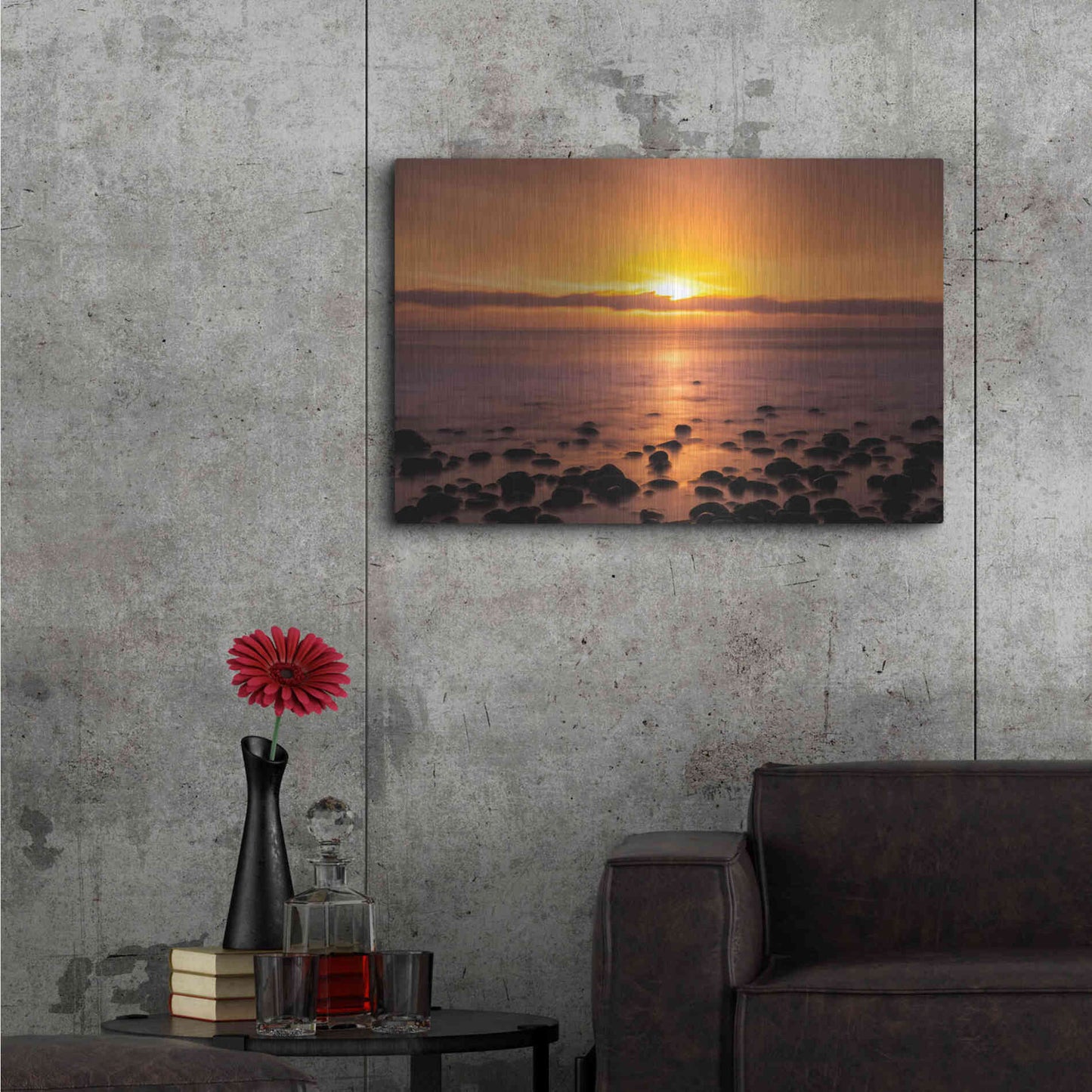 Luxe Metal Art 'Pacific Sunset' by Chris Moyer, Metal Wall Art,36x24