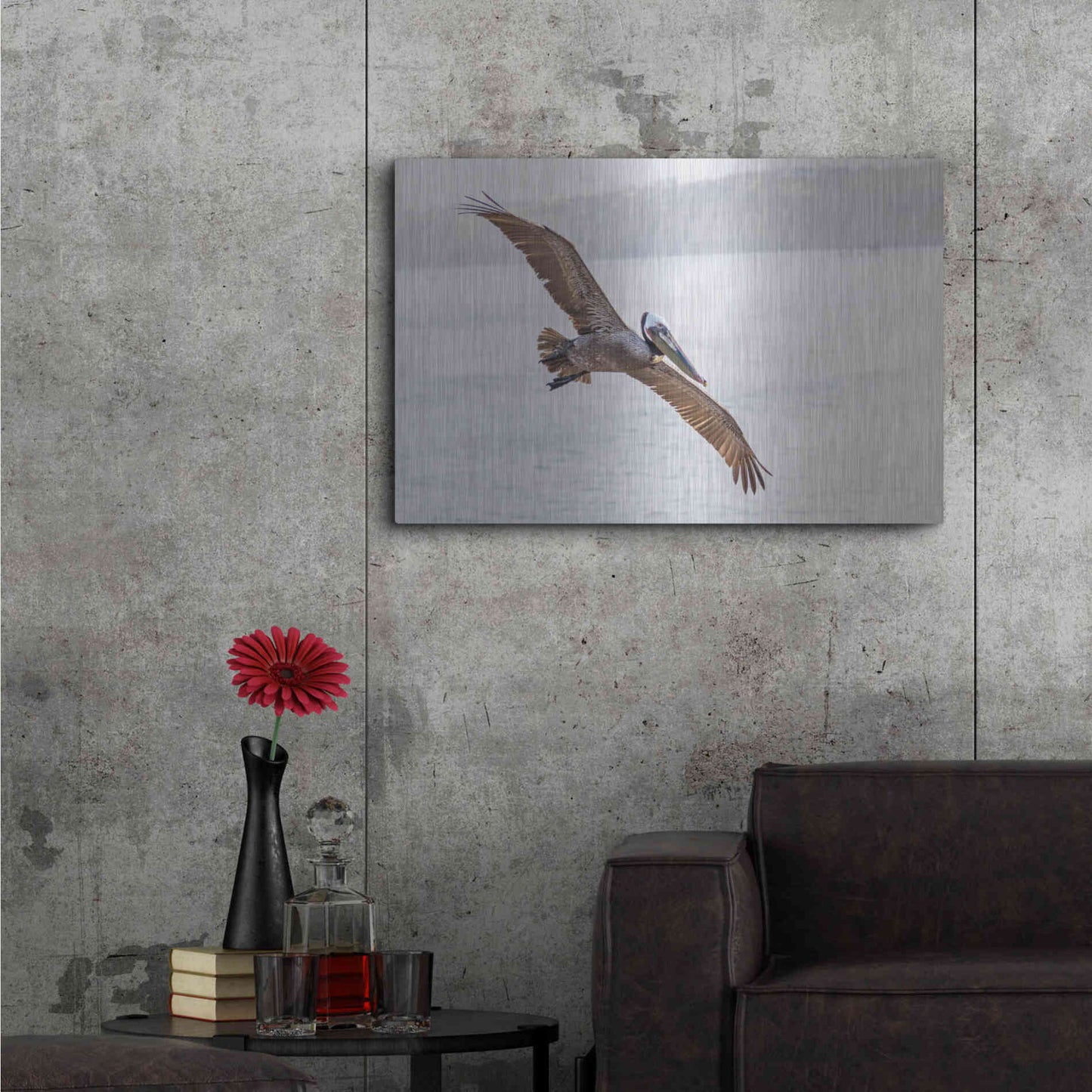 Luxe Metal Art 'Pelican Spread' by Chris Moyer, Metal Wall Art,36x24