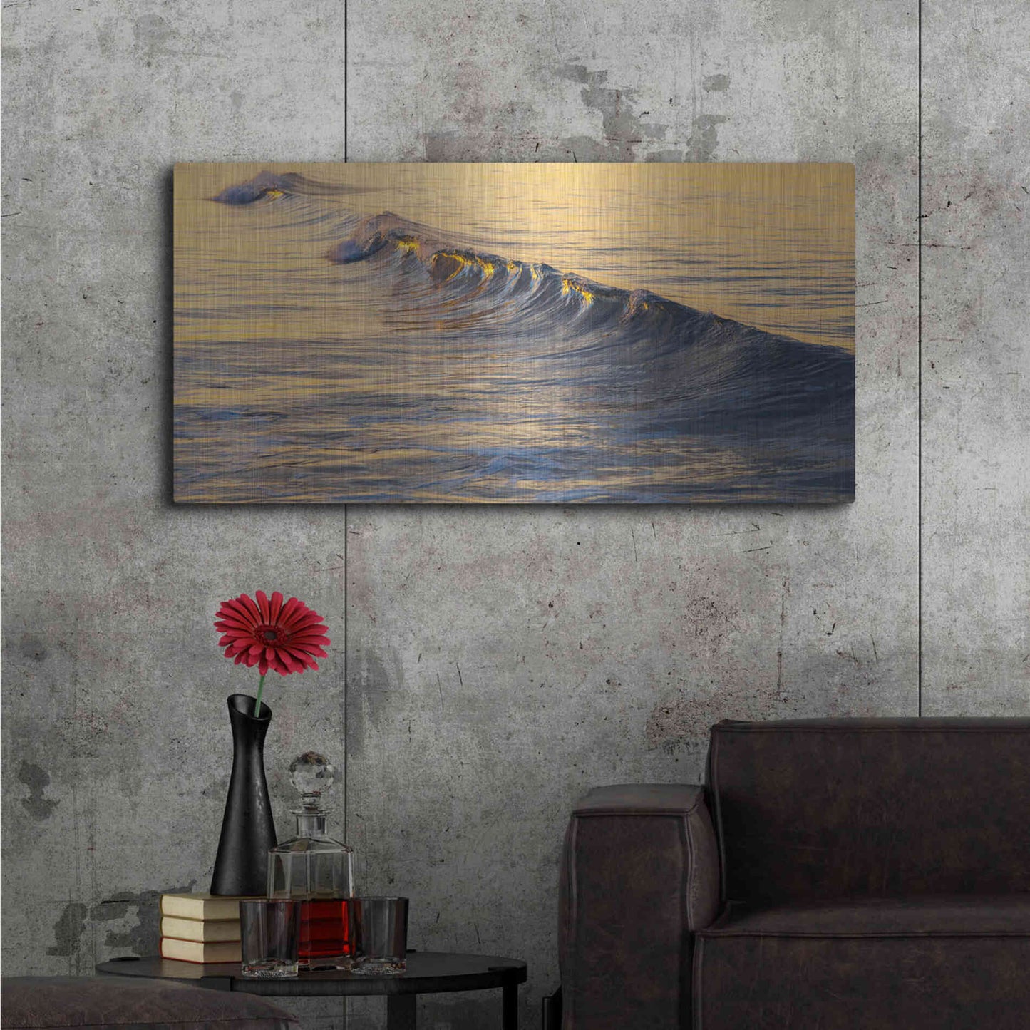 Luxe Metal Art 'Warm Curl' by Chris Moyer, Metal Wall Art,48x24