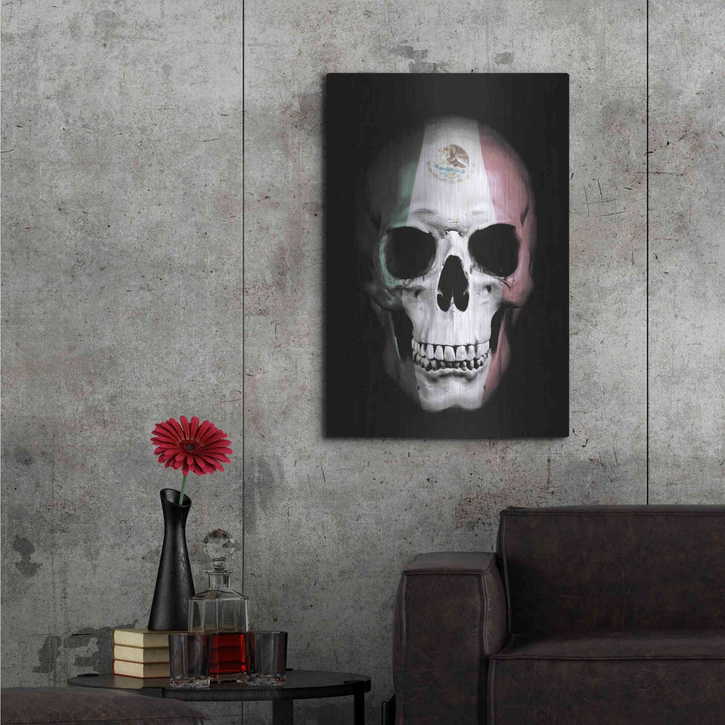 Luxe Metal Art 'Mexican Skull' by Nicklas Gustafsson, Metal Wall Art,24x36