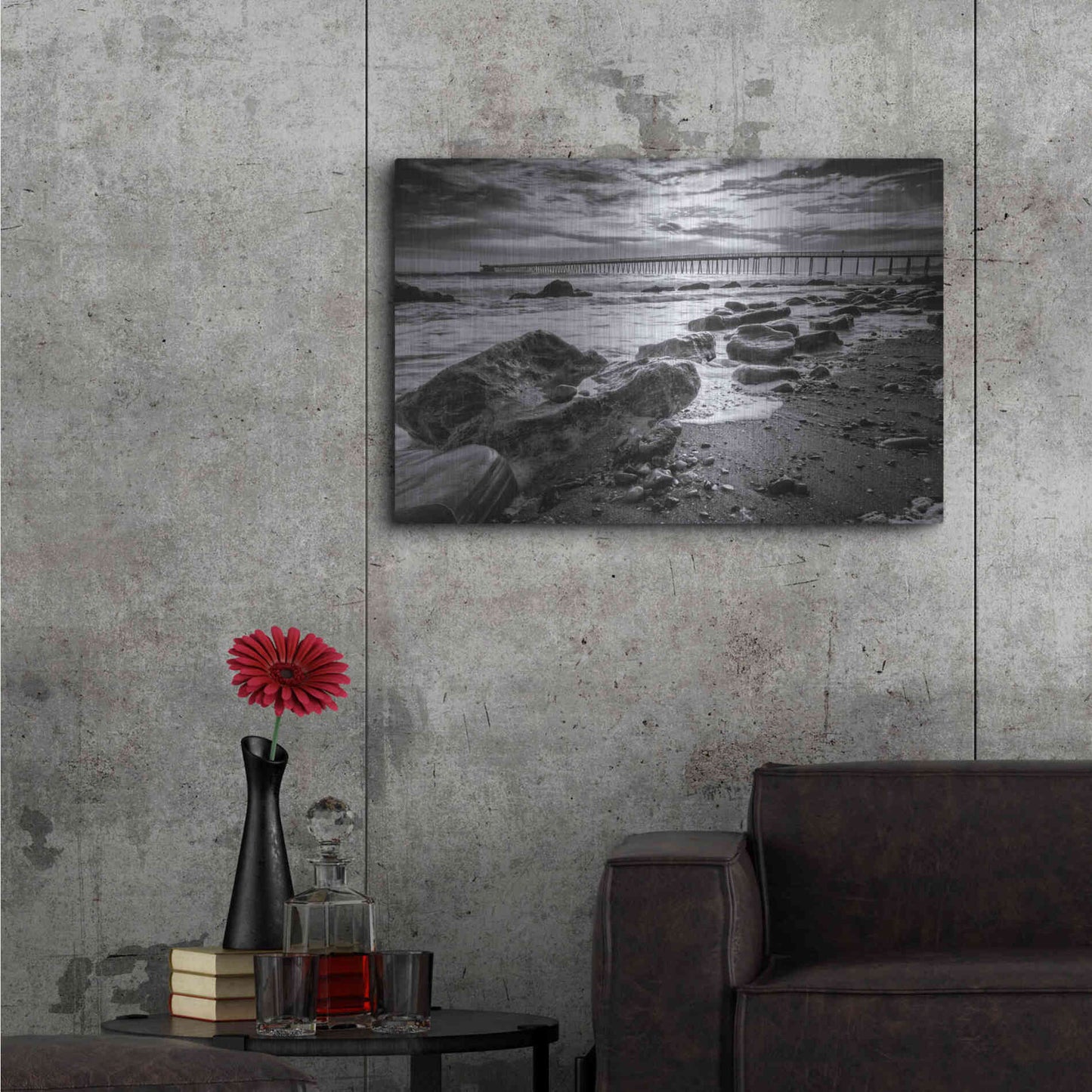 Luxe Metal Art 'Bacara Dark' by Chris Moyer, Metal Wall Art,36x24