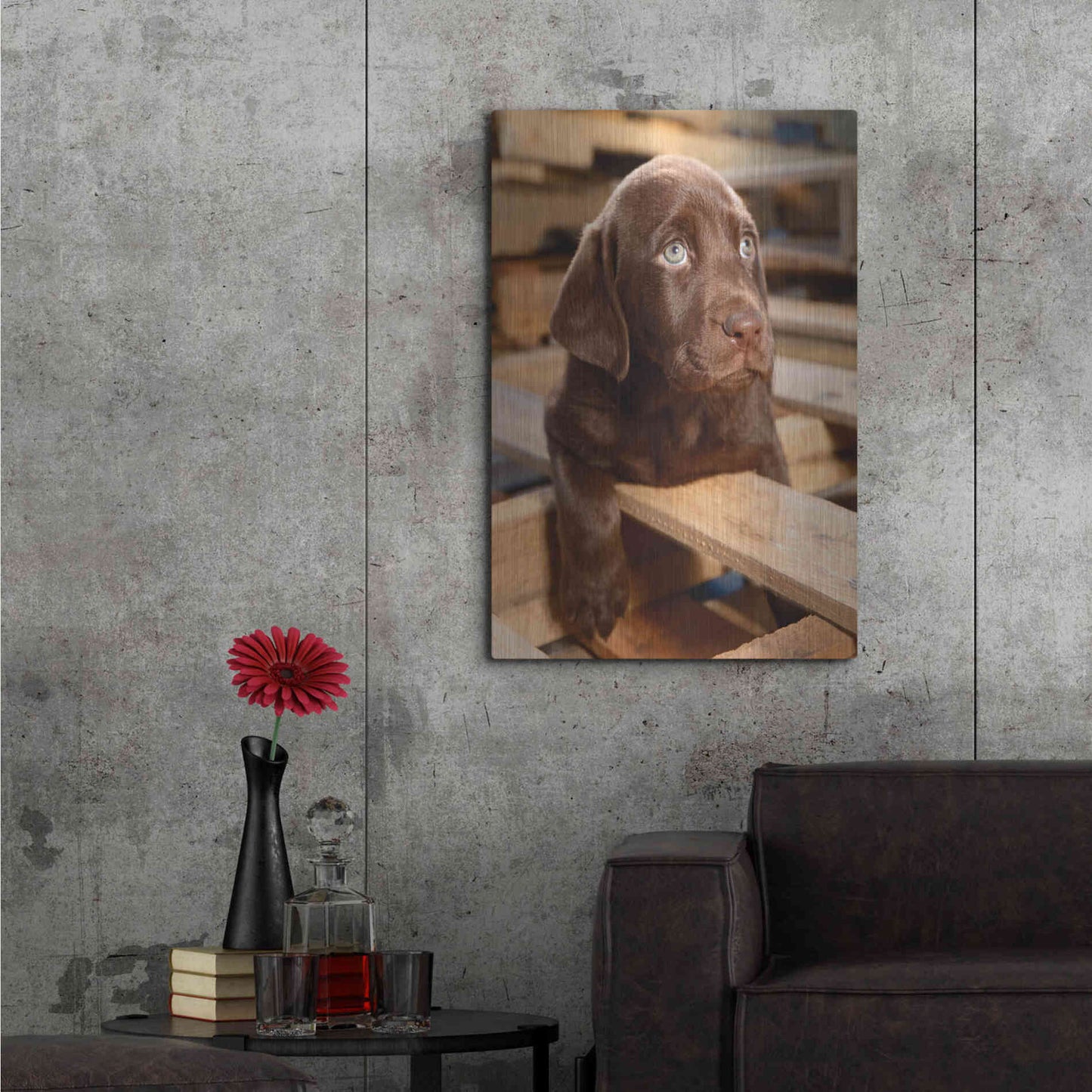 Luxe Metal Art 'Bryce Puppy' by Mike Jones, Metal Wall Art,24x36