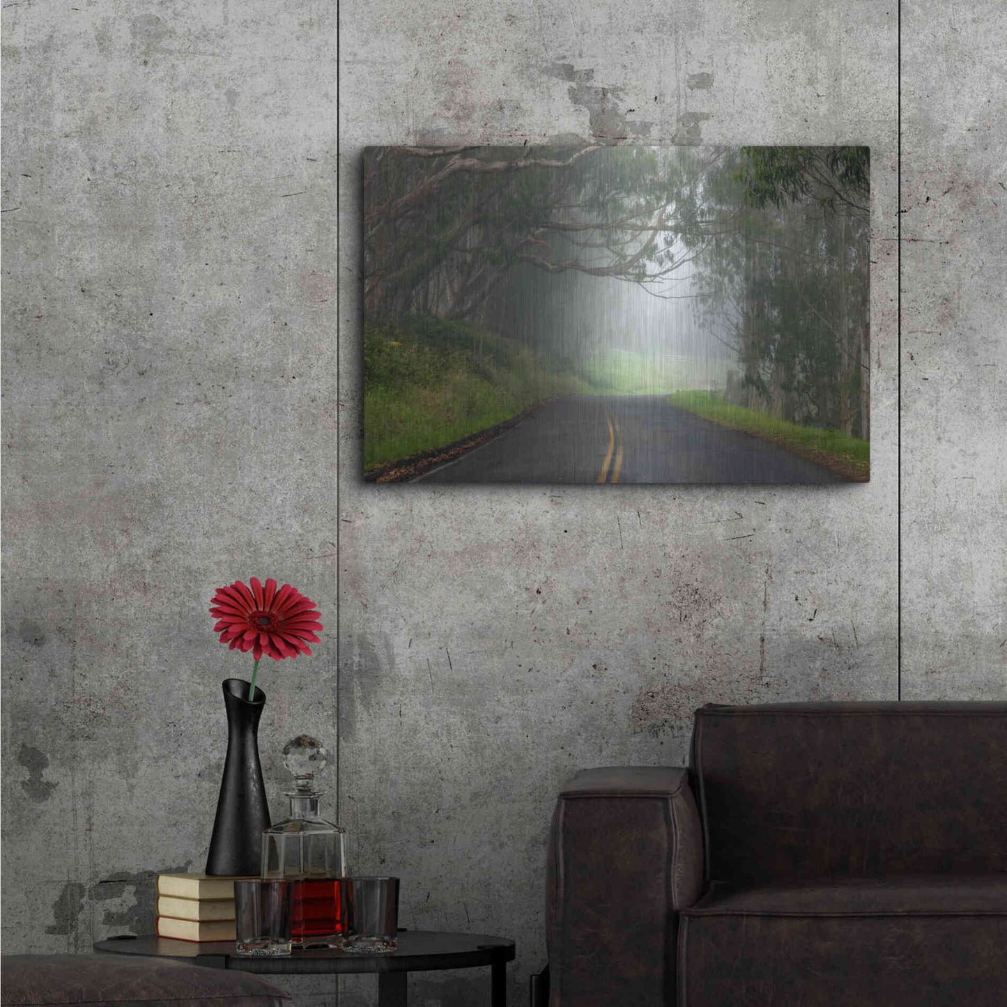 Luxe Metal Art 'Foggy Road near Dillon Beach' by Mike Jones, Metal Wall Art,36x24