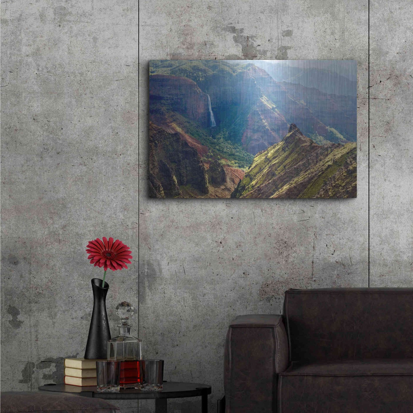 Luxe Metal Art 'Kauai Waimea Canyon Waipoo Falls' by Mike Jones, Metal Wall Art,36x24