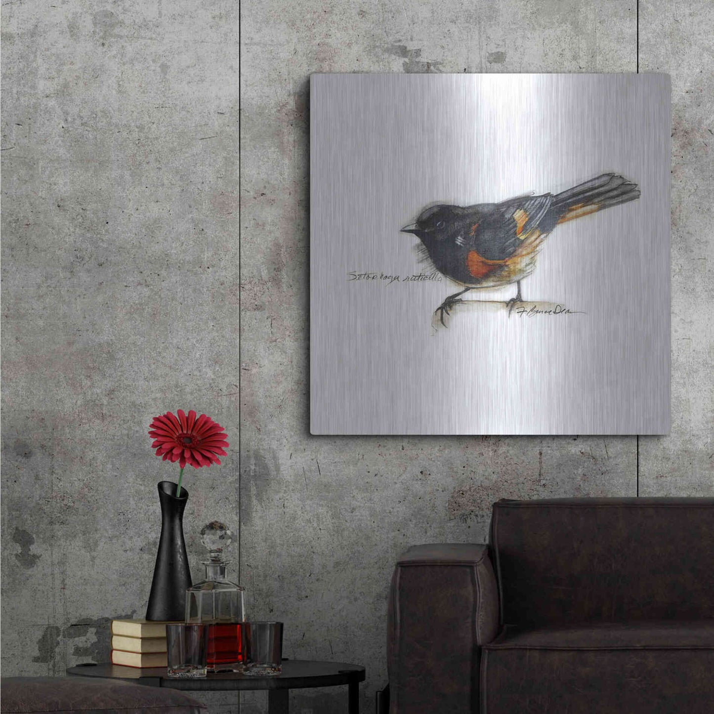 Luxe Metal Art 'Songbird Study IV' by Bruce Dean, Metal Wall Art,36x36