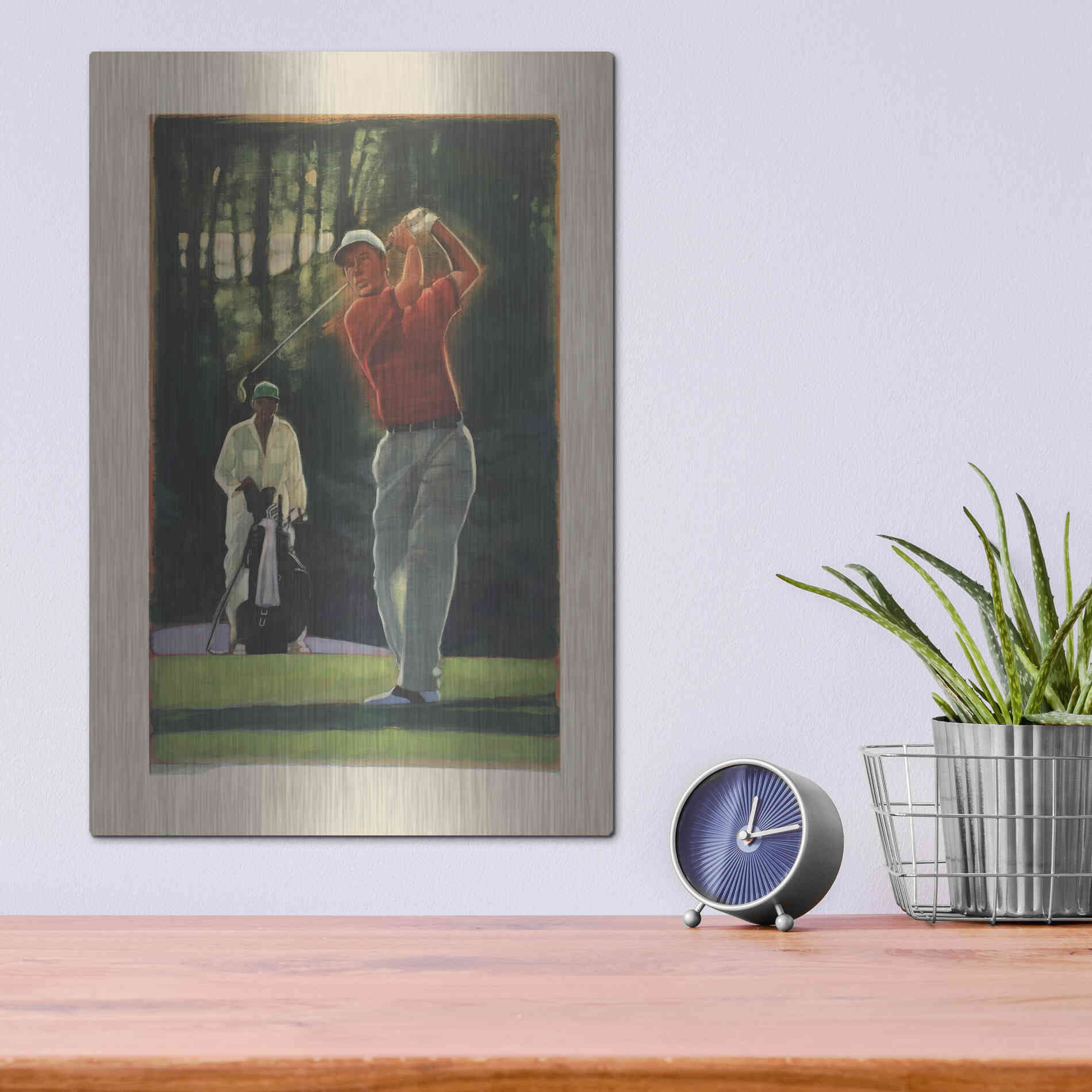 Luxe Metal Art 'The Golfer' by Bruce Dean, Metal Wall Art,12x16