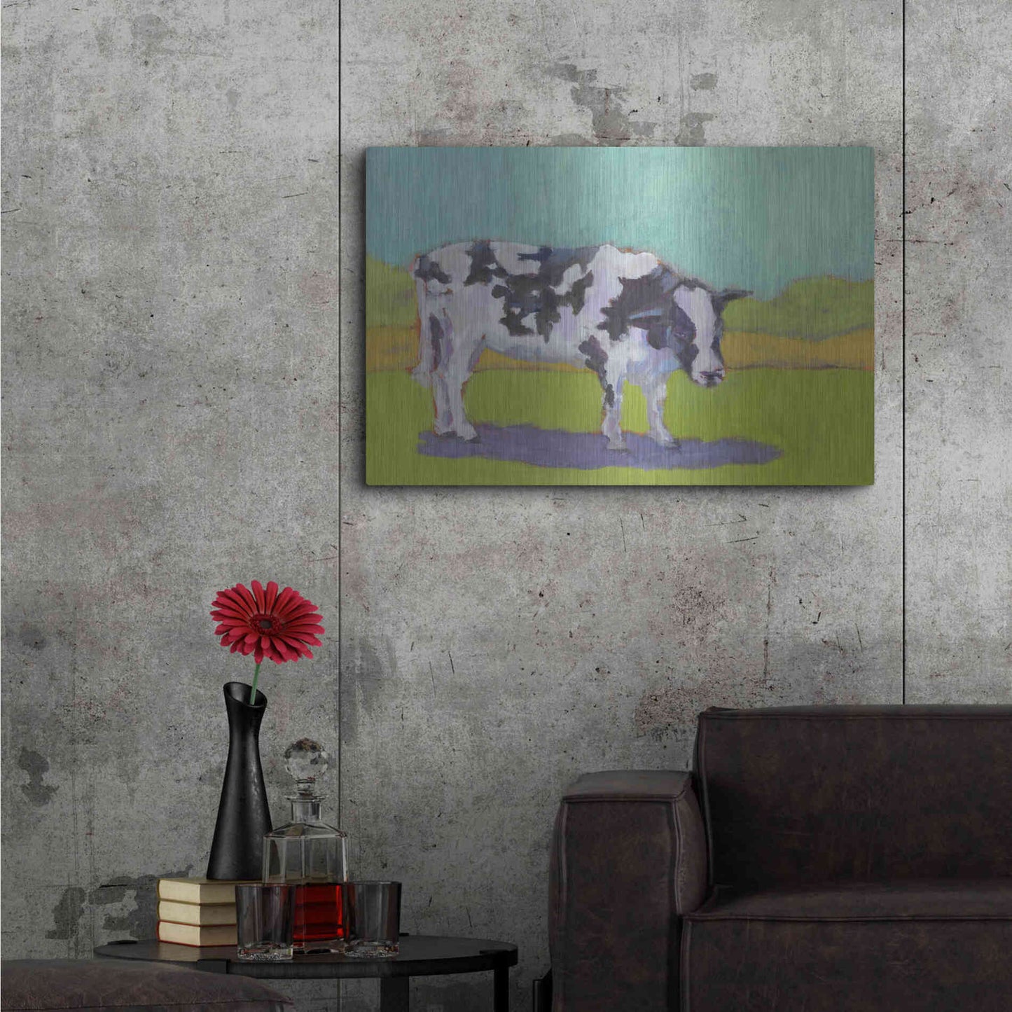 Luxe Metal Art 'Pasture Cow I' by Carol Young, Metal Wall Art,36x24