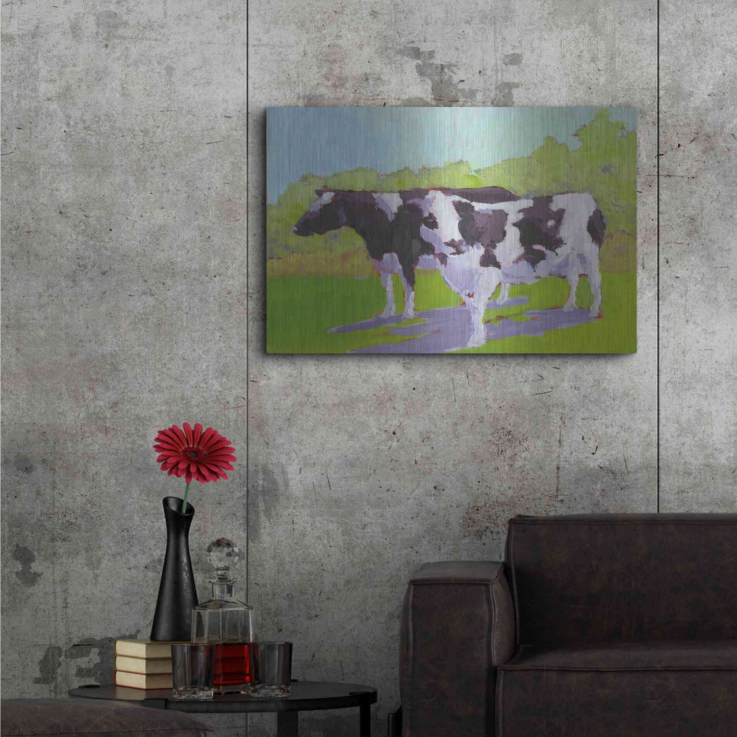 Luxe Metal Art 'Pasture Cows II' by Carol Young, Metal Wall Art,36x24