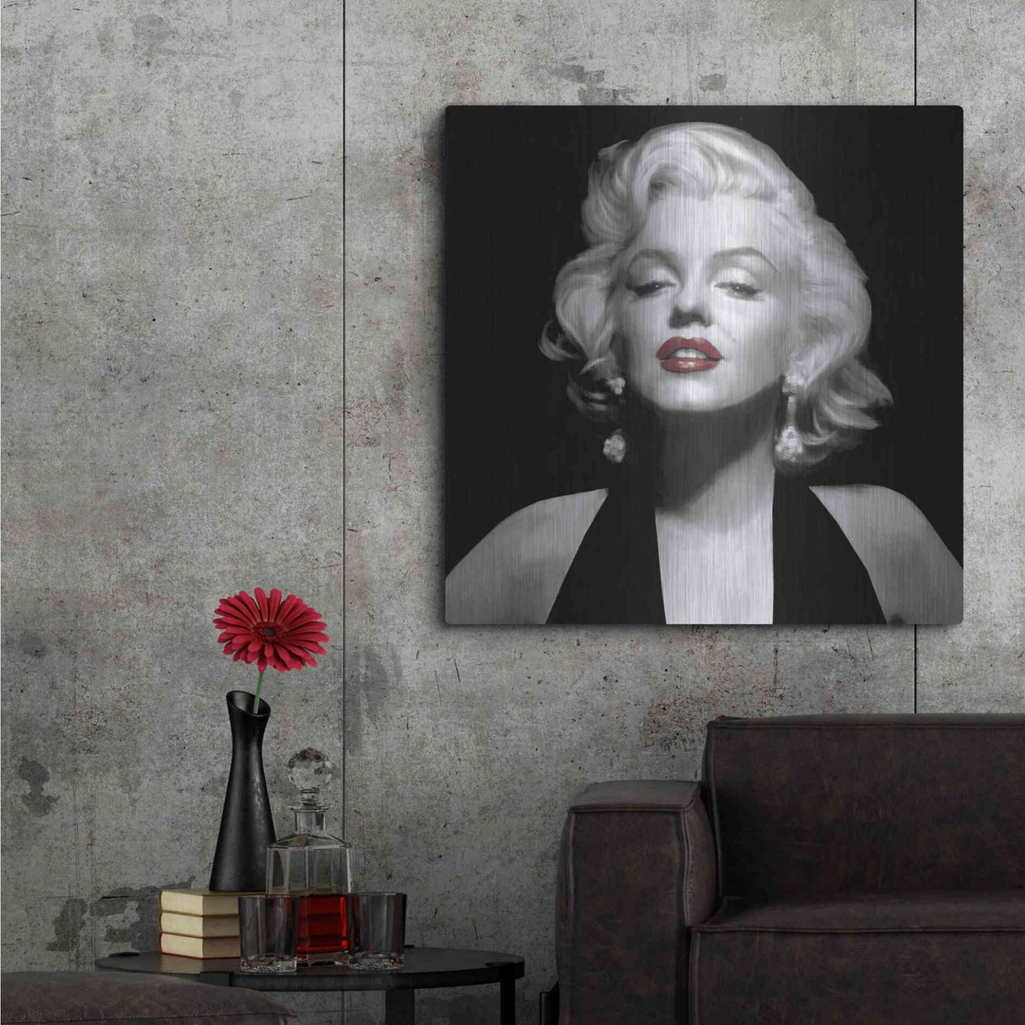 Luxe Metal Art 'Halter Top Marilyn Red Lips' by Chris Consani, Metal Wall Art,36x36