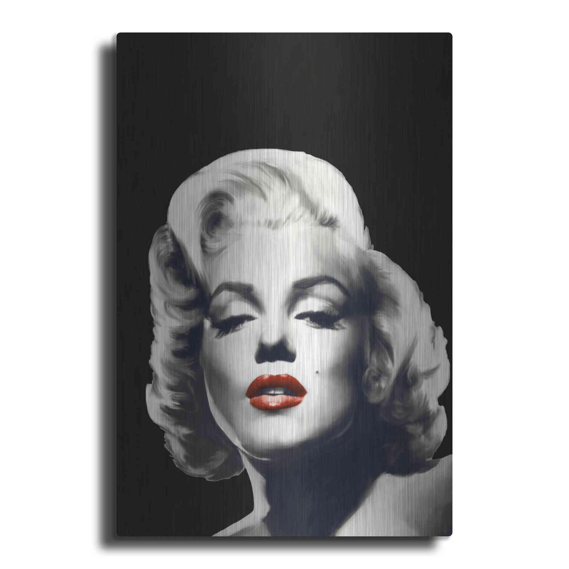 Luxe Metal Art 'Red Lips Marilyn In Black' by Chris Consani, Metal Wall Art