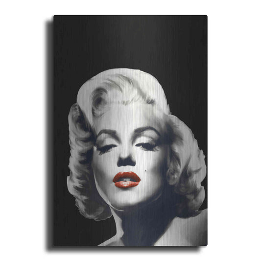 Luxe Metal Art 'Red Lips Marilyn In Black' by Chris Consani, Metal Wall Art