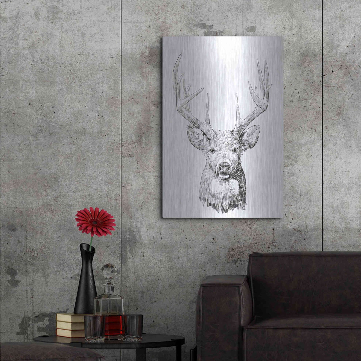 Luxe Metal Art 'Young Buck Sketch II' by Emma Scarvey, Metal Wall Art,24x36