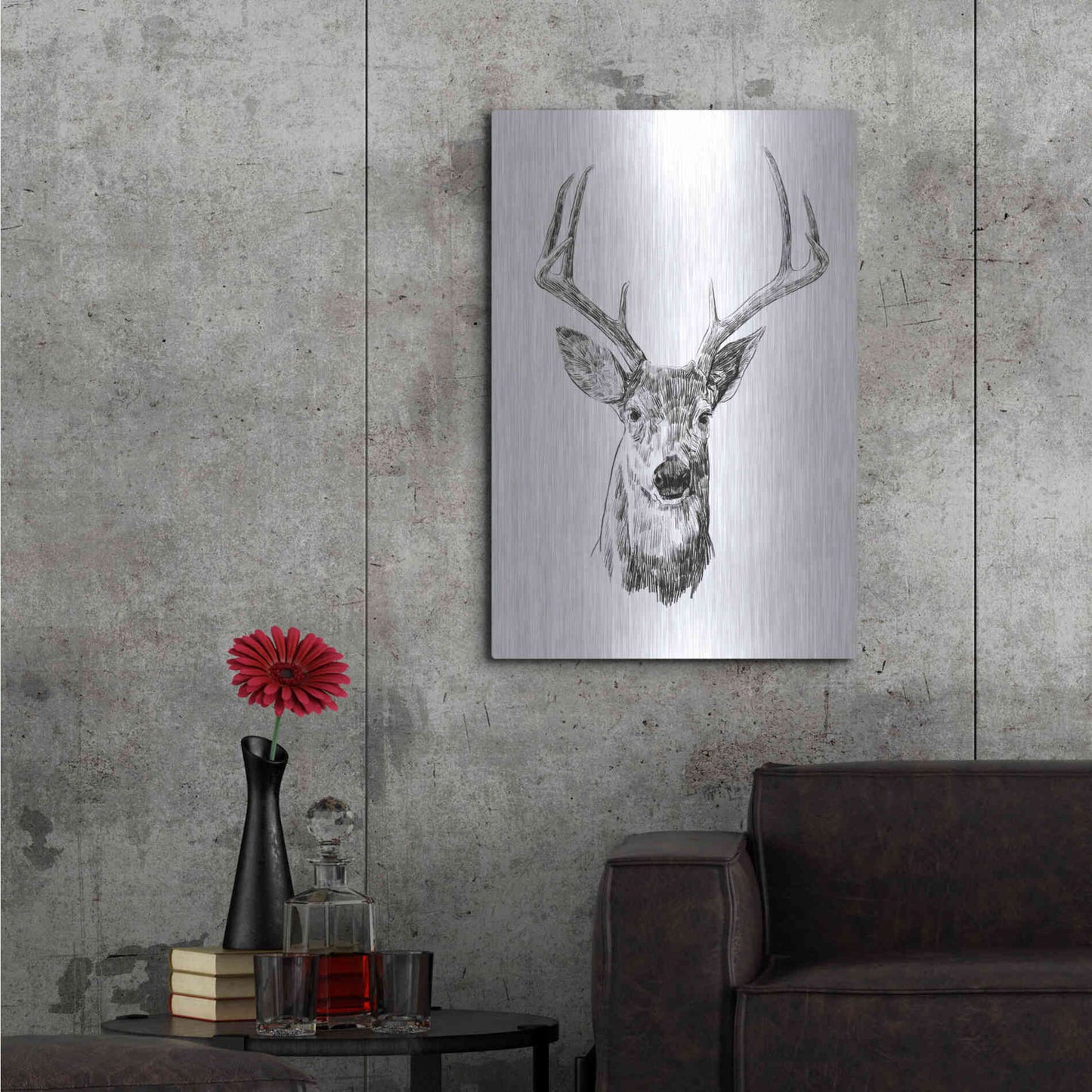 Luxe Metal Art 'Young Buck Sketch III' by Emma Scarvey, Metal Wall Art,24x36