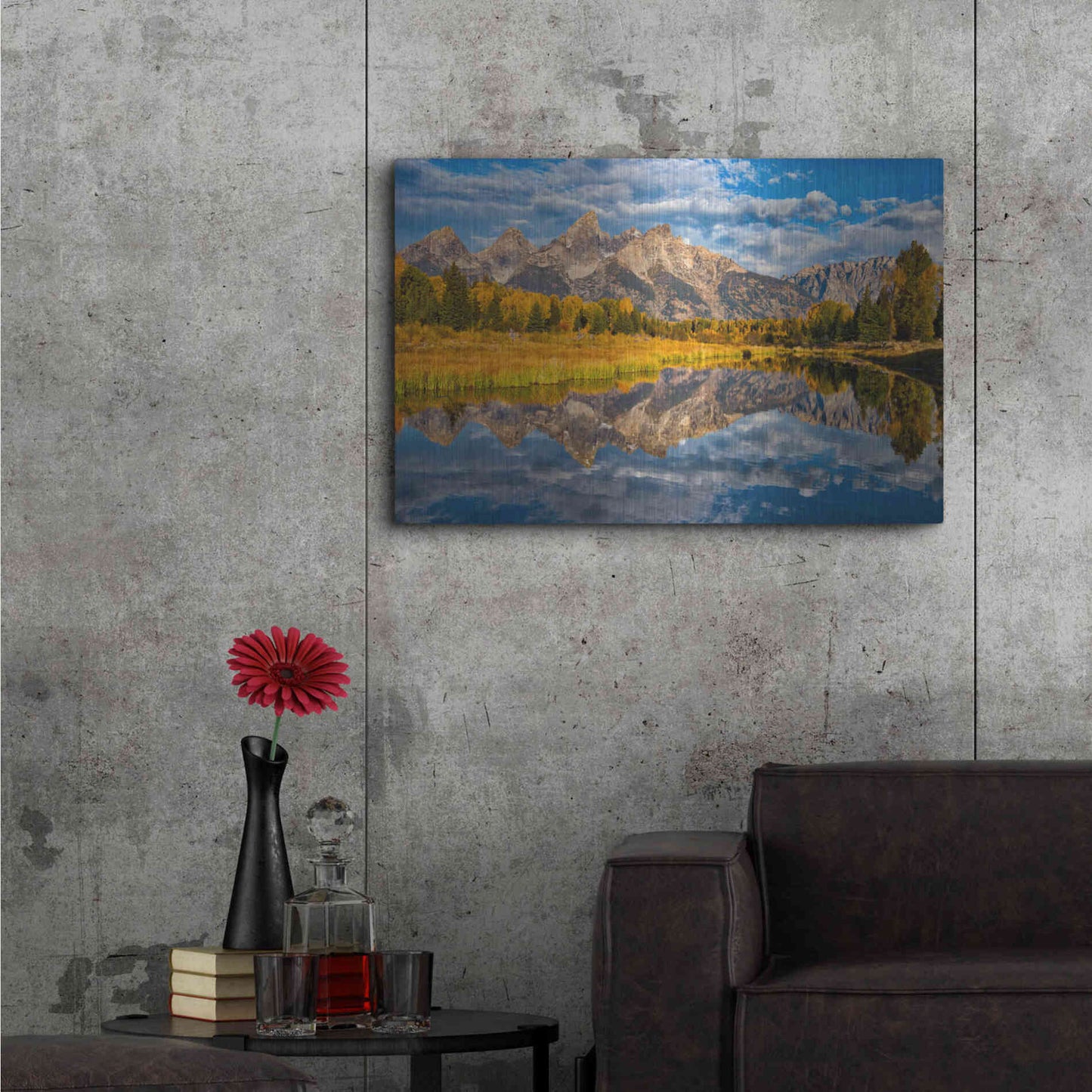 Luxe Metal Art 'Fall Reflection in the Tetons - Grand Teton National Park' by Darren White, Metal Wall Art,36x24