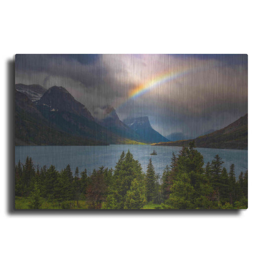 Luxe Metal Art 'Glacier Rainbow - Glacier National Park' by Darren White, Metal Wall Art