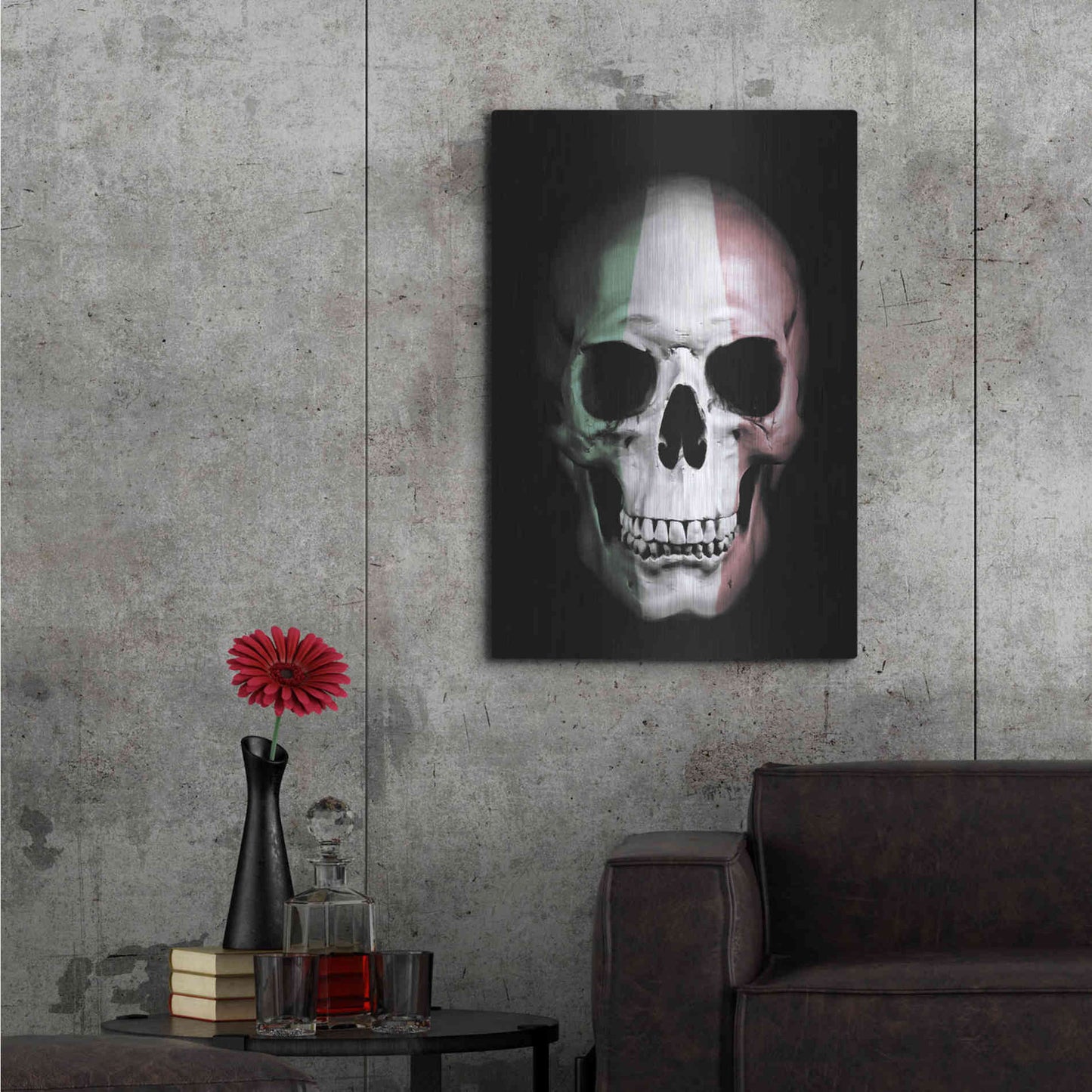 Luxe Metal Art 'Italian Skull' by Nicklas Gustafsson, Metal Wall Art,24x36