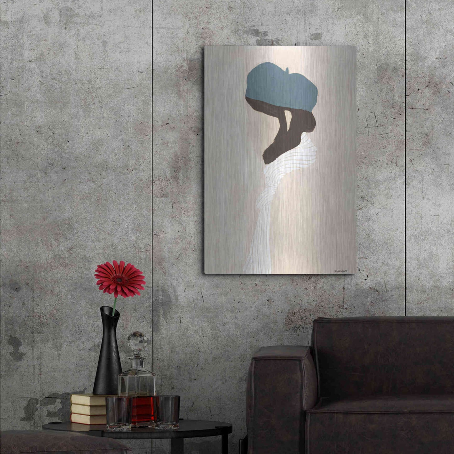 Luxe Metal Art 'Blue Beret' by Megan Galante, Metal Wall Art,24x36