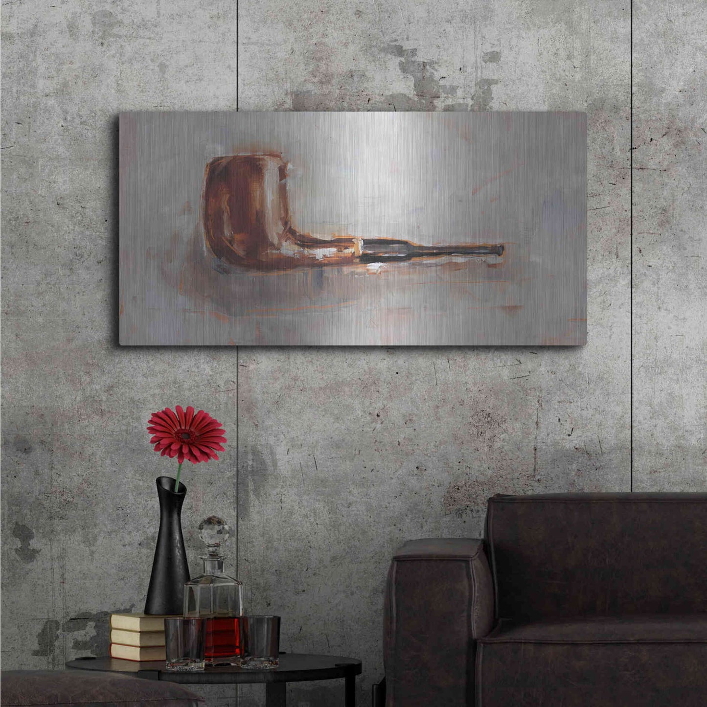 Luxe Metal Art 'This is a Pipe I' by Ethan Harper, Metal Wall Art,48x24