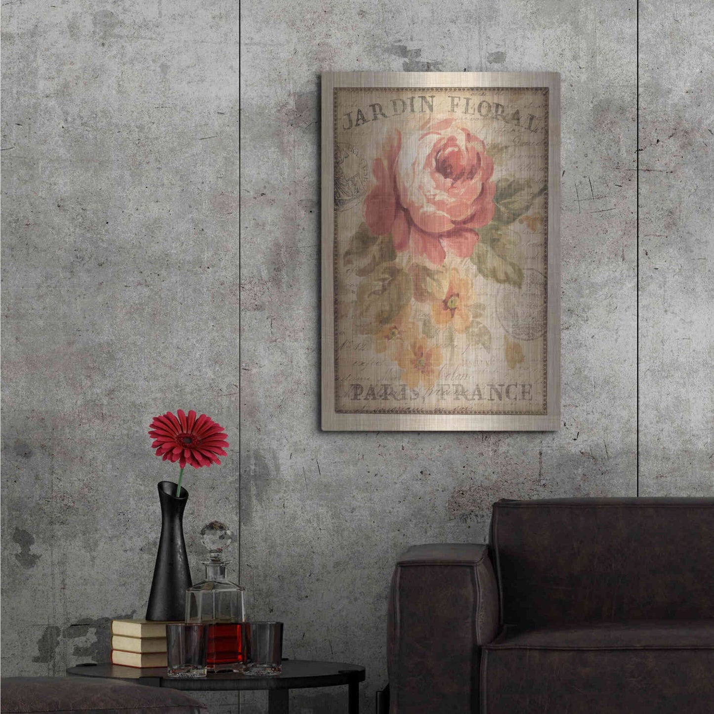 Luxe Metal Art 'Parisian Flowers II' by Danhui Nai, Metal Wall Art,24x36