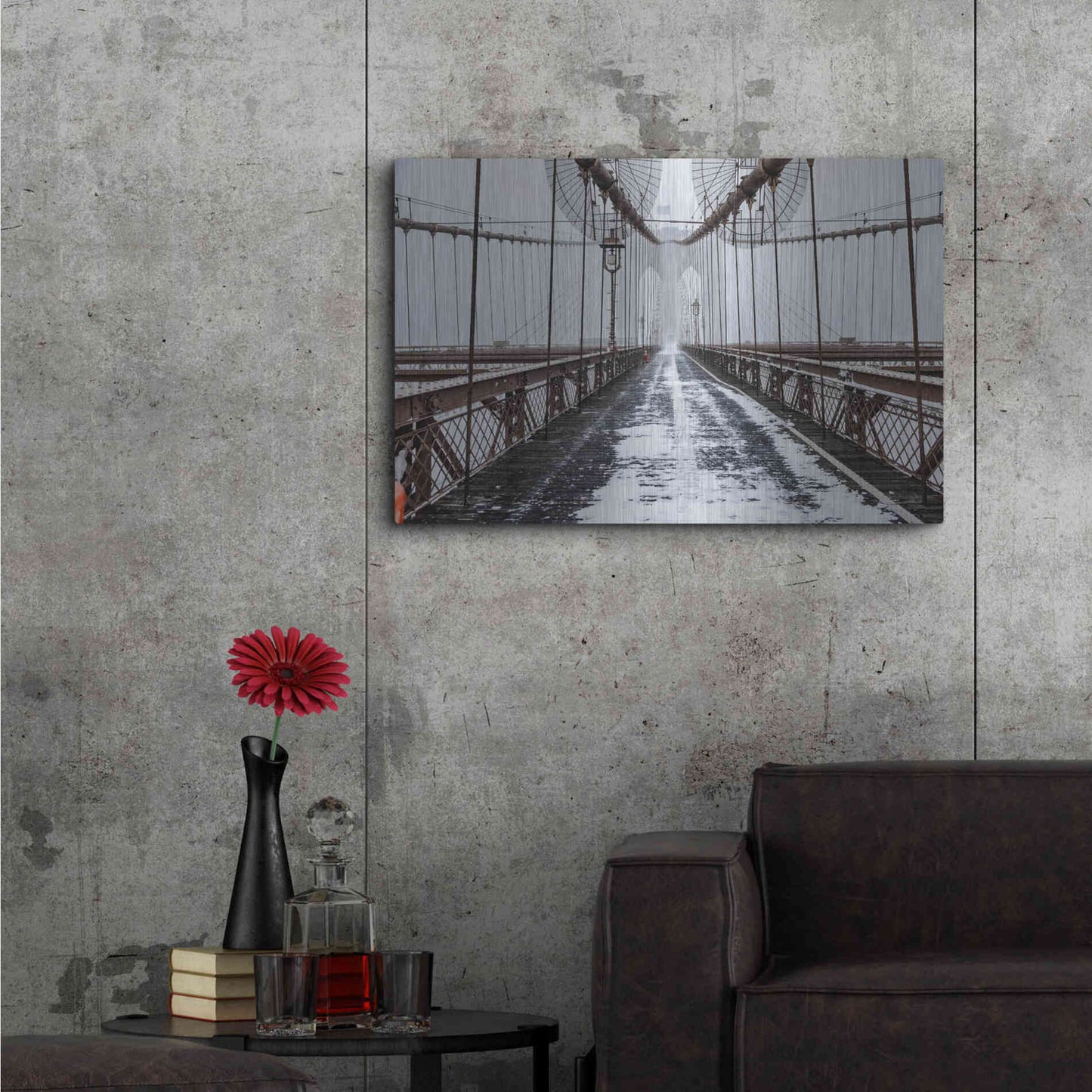 Luxe Metal Art 'The Brooklyn Bridge' by Bruce Getty, Metal Wall Art,36x24