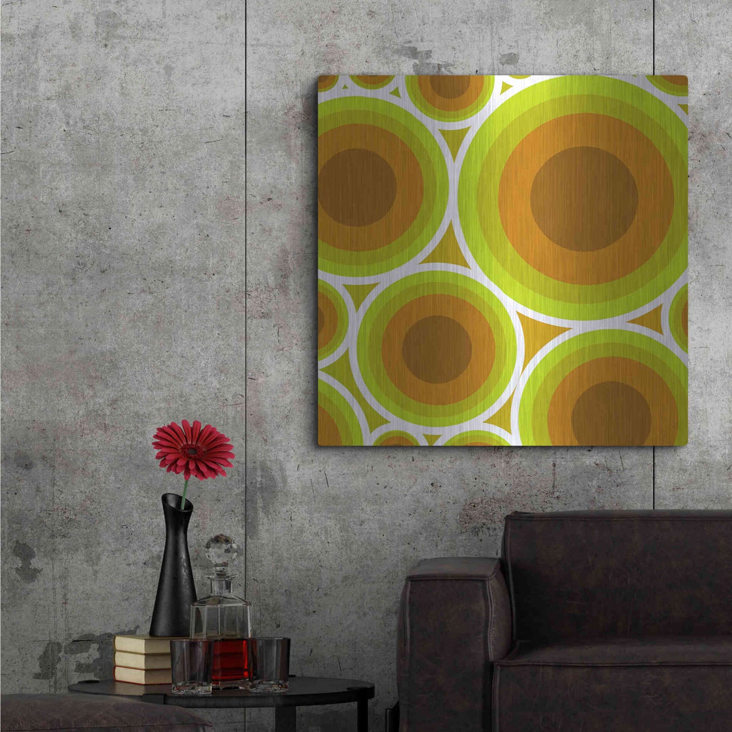 Luxe Metal Art 'Circles 2' by GraphINC, Metal Wall Art,36x36
