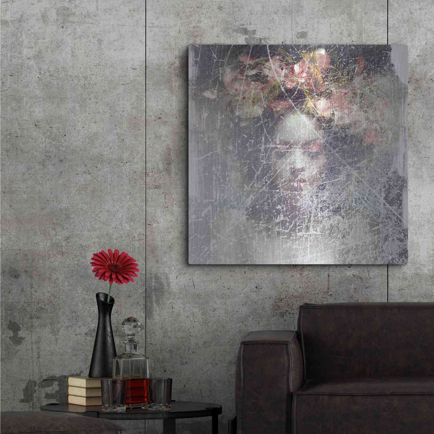 Luxe Metal Art 'Flower Crown' by GraphINC, Metal Wall Art,36x36