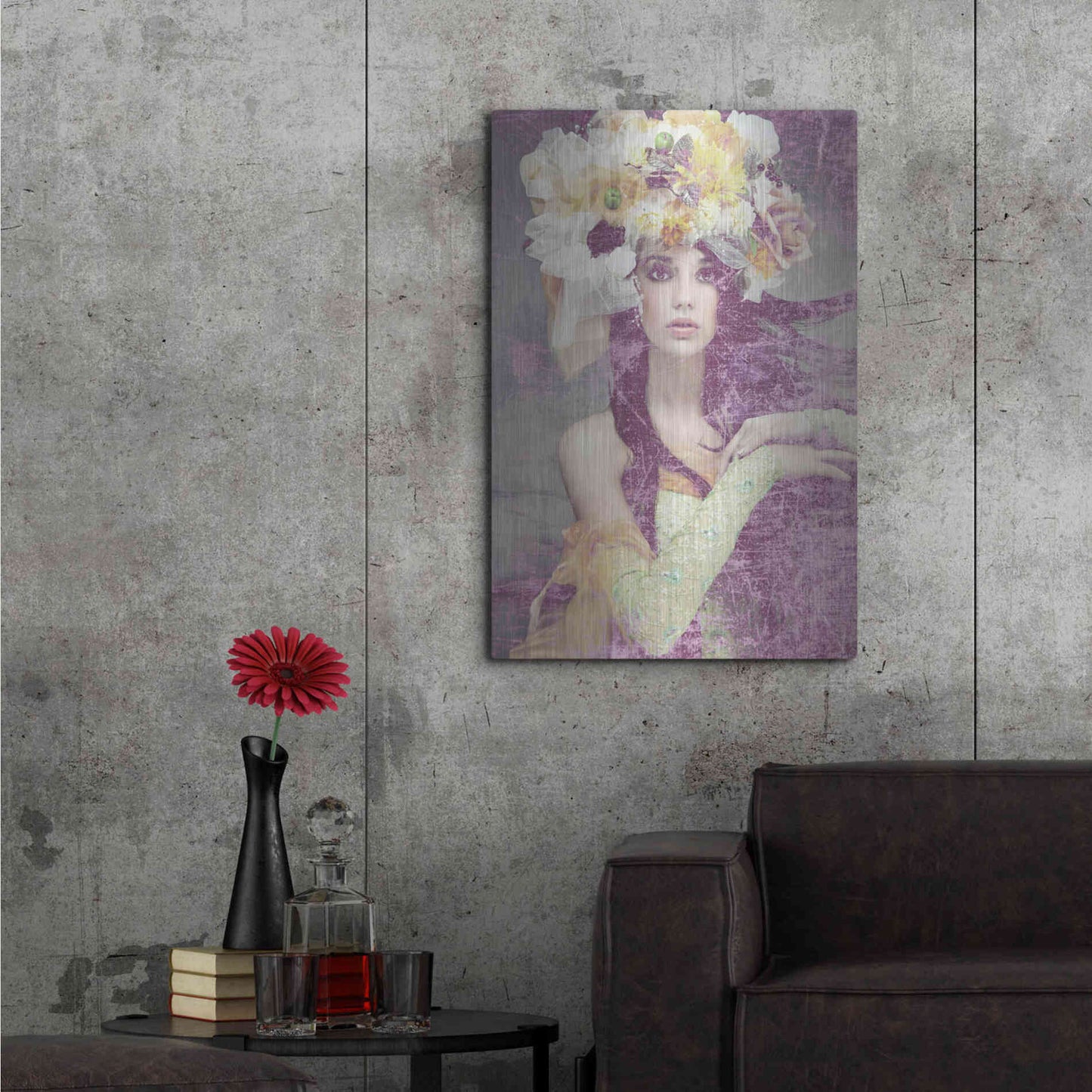 Luxe Metal Art 'Flower Lady' by GraphINC, Metal Wall Art,24x36