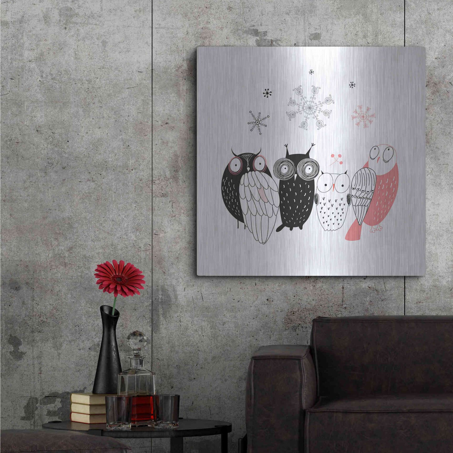 Luxe Metal Art 'Owl IV' by GraphINC, Metal Wall Art,36x36