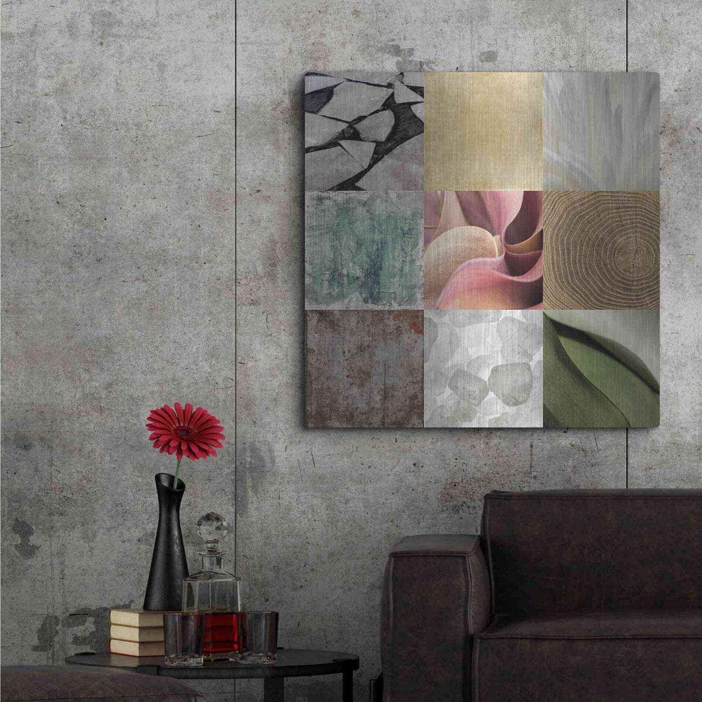Luxe Metal Art 'Tiles Decor Ice White' by GraphINC, Metal Wall Art,36x36