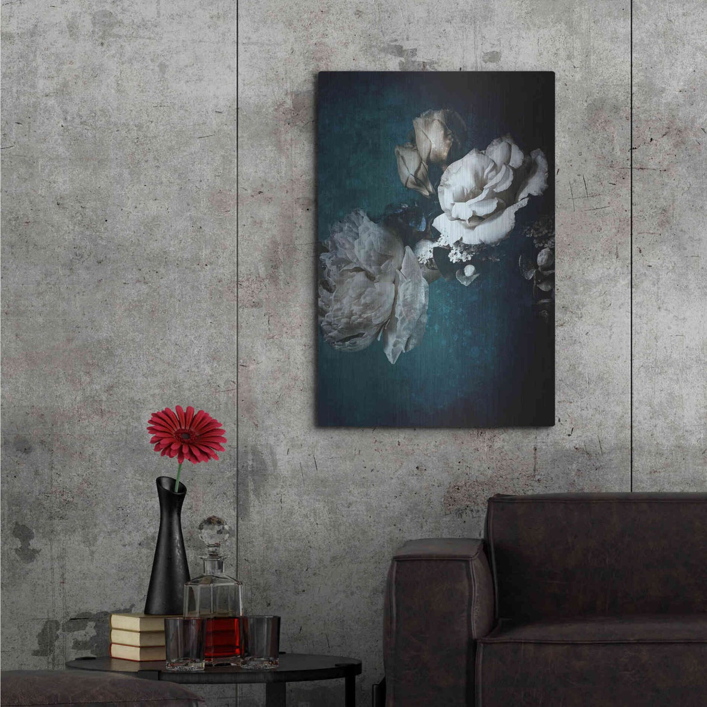 Luxe Metal Art 'Blue Flower 2' by Incado, Metal Wall Art,24x36