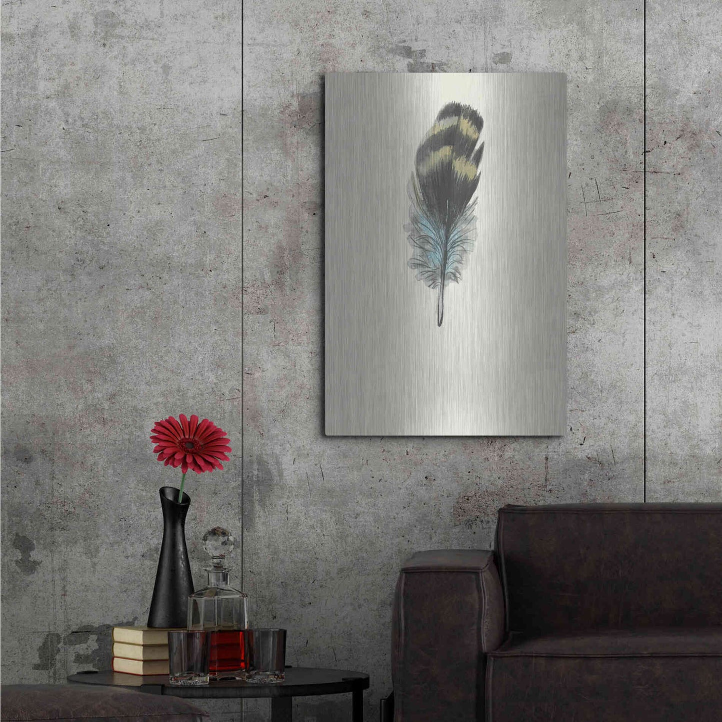 Luxe Metal Art 'Feather 3' by Incado, Metal Wall Art,24x36