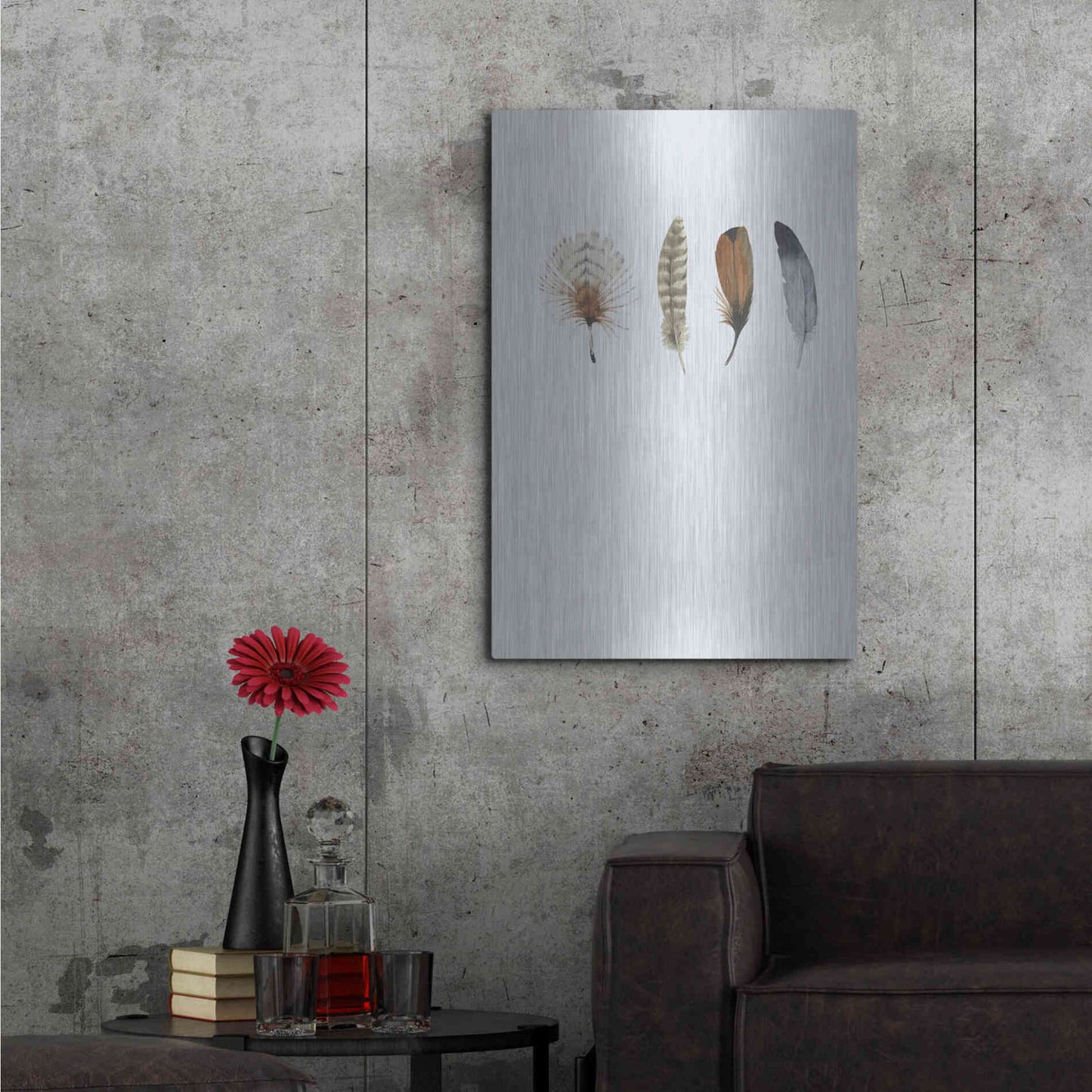 Luxe Metal Art 'Feather 12' by Incado, Metal Wall Art,24x36