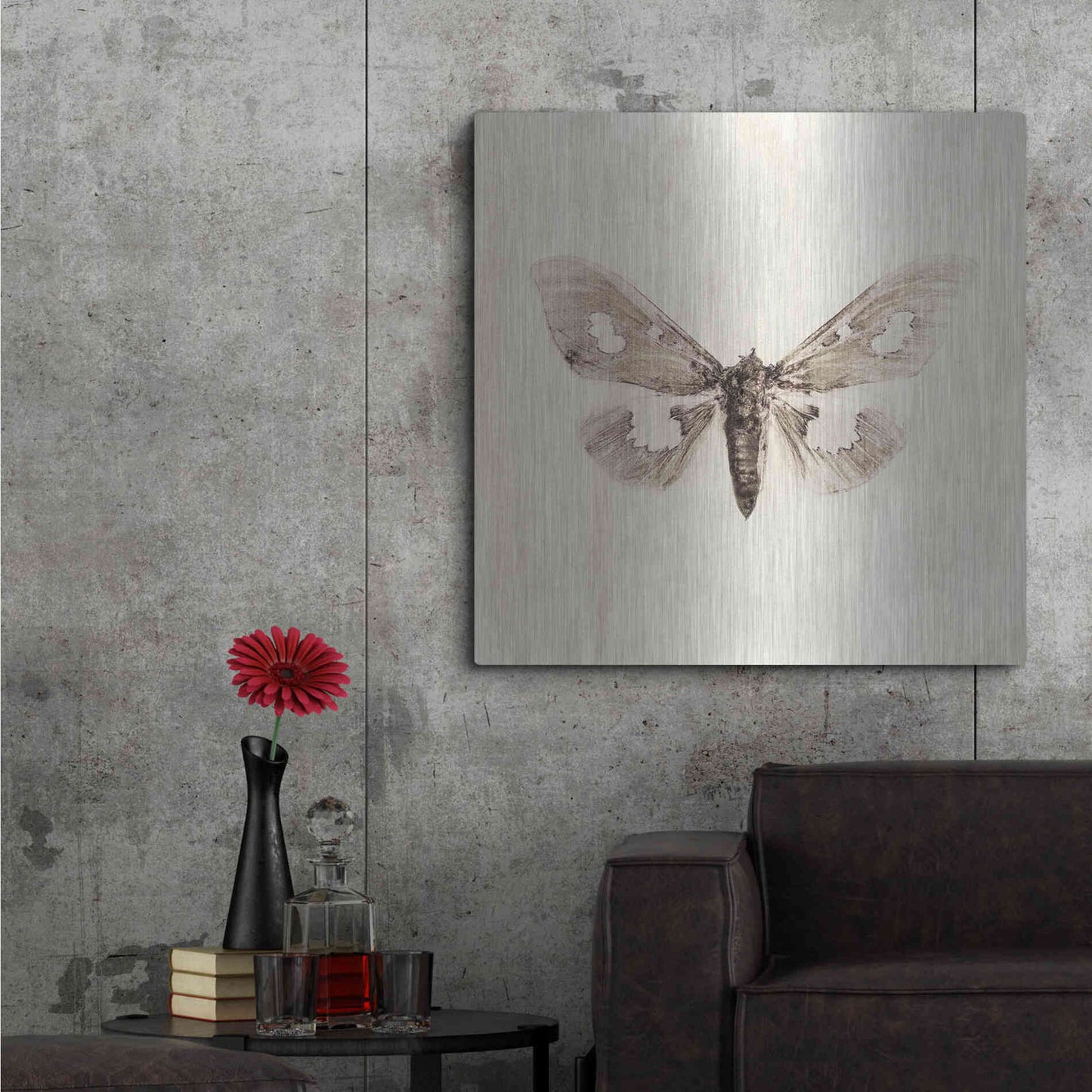 Luxe Metal Art 'Sepia Moth' by Incado, Metal Wall Art,36x36