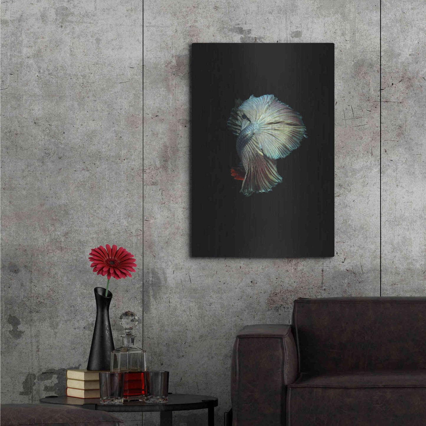 Luxe Metal Art 'Turquoise and Red Betta' by Incado, Metal Wall Art,24x36